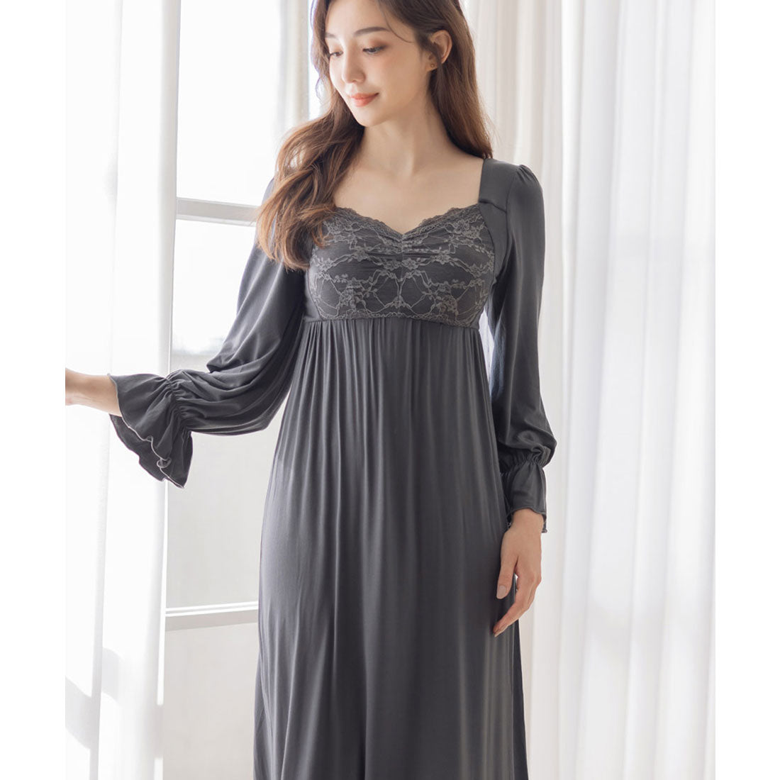 兩個Hatcht tu-Hacci << laxia sleep >>夜brawan片長袖長長度長度[夜胸罩整合類型]