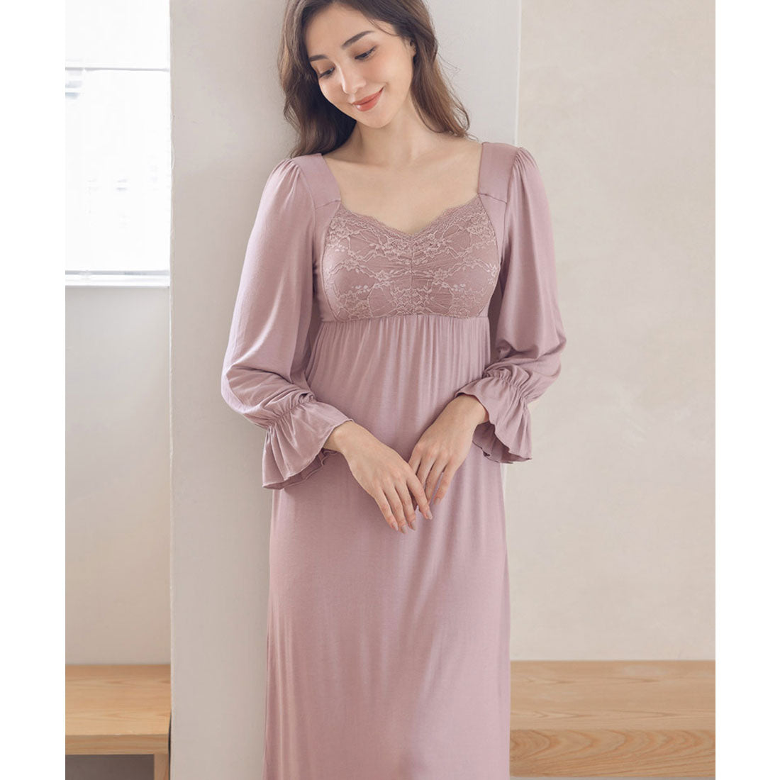 兩個Hatcht tu-Hacci << laxia sleep >>夜brawan片長袖長長度長度[夜胸罩整合類型]