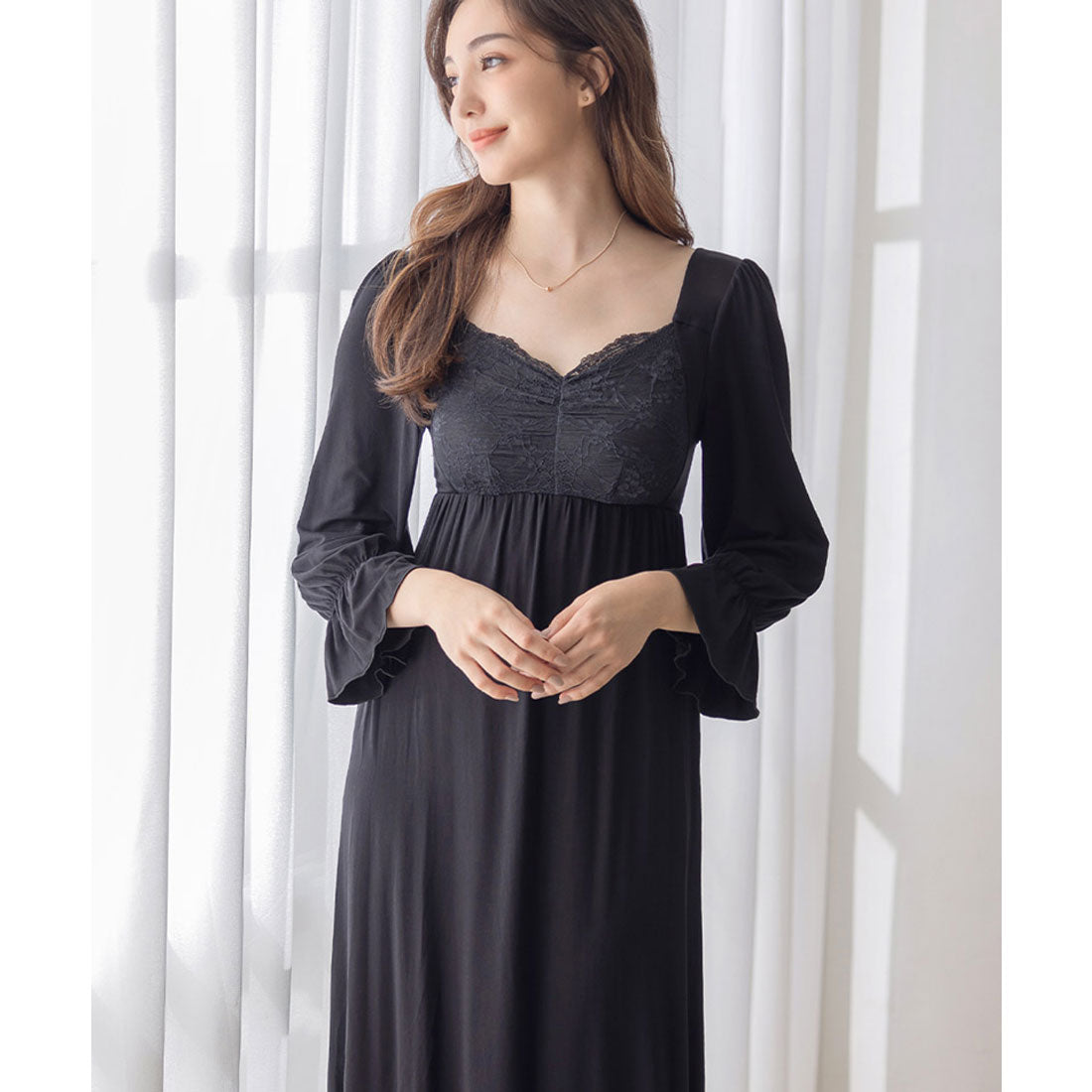 兩個Hatcht tu-Hacci << laxia sleep >>夜brawan片長袖長長度長度[夜胸罩整合類型]