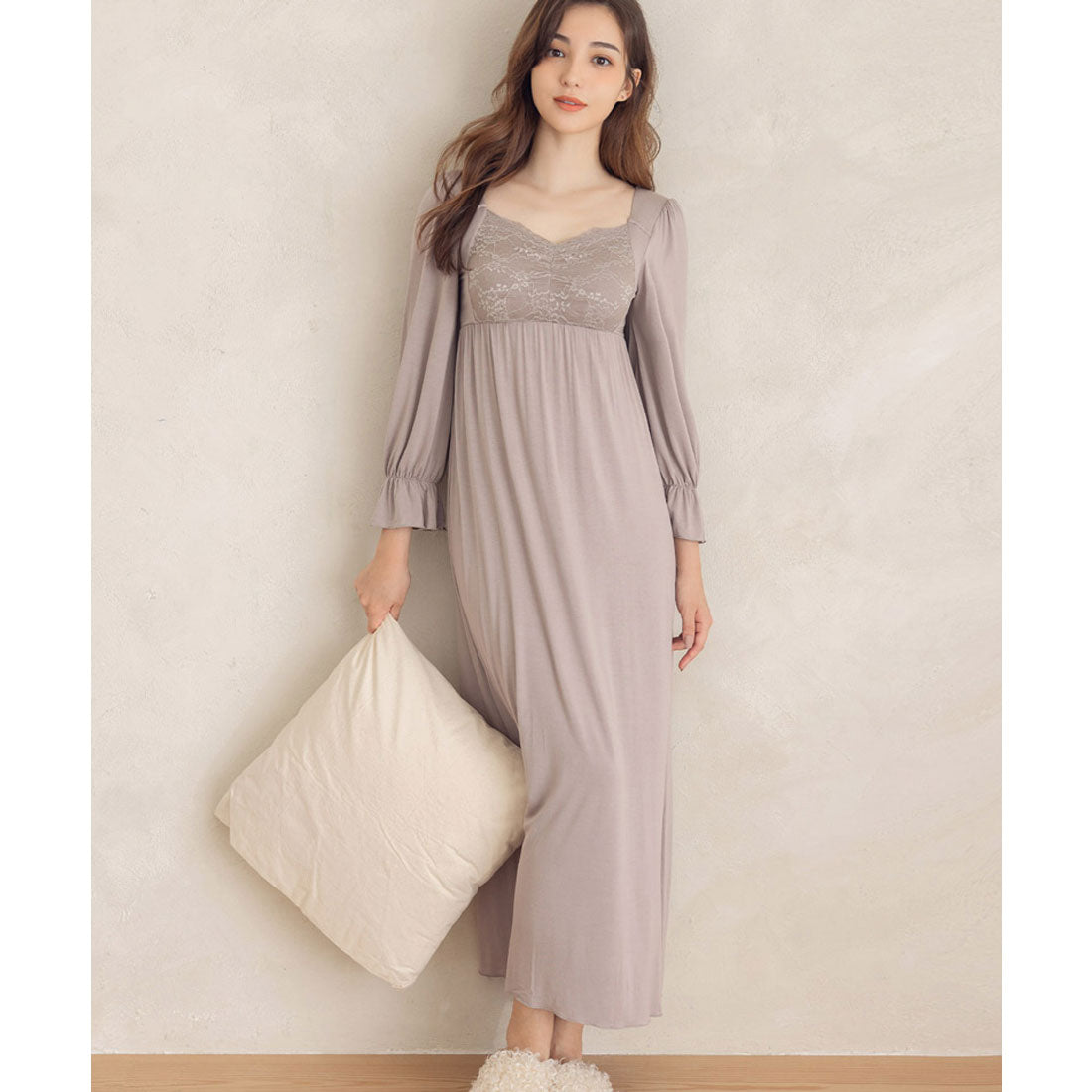 兩個Hatcht tu-Hacci << laxia sleep >>夜brawan片長袖長長度長度[夜胸罩整合類型]