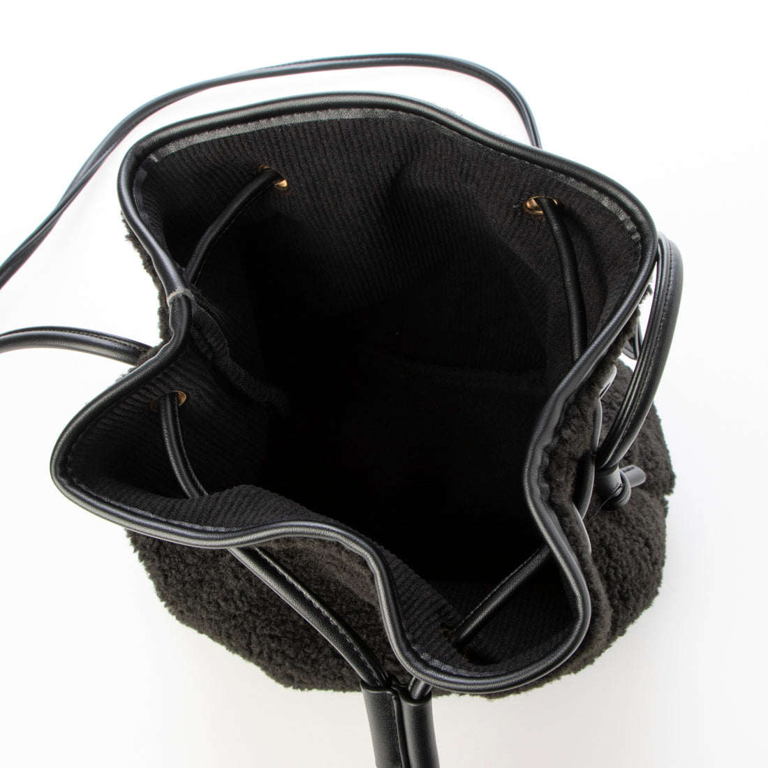 Ungrid Ungrid Boa × Corduroy Drawstring Mini Shoulder Bag