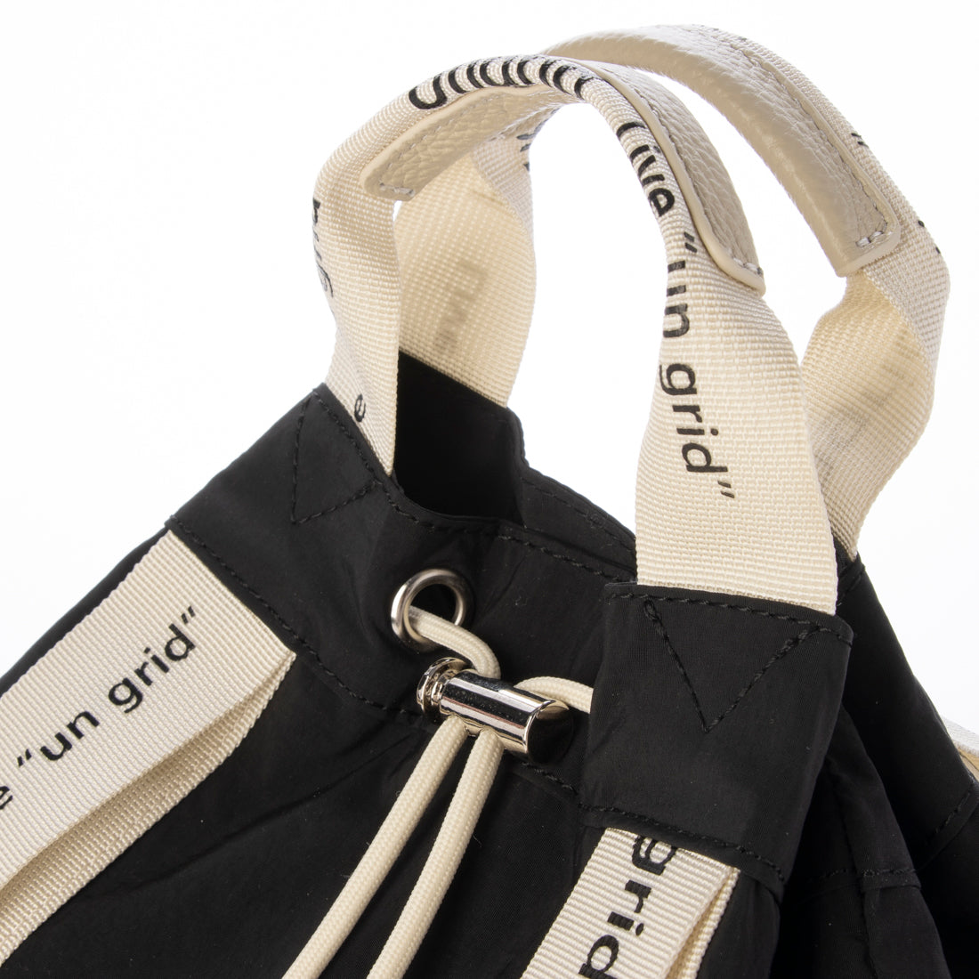 Ungrid Water-repellent. Waterproof. Lightweight Soft Nylon Logo Tape Cowhide Handle 2WAY Drawstring Tote Bag