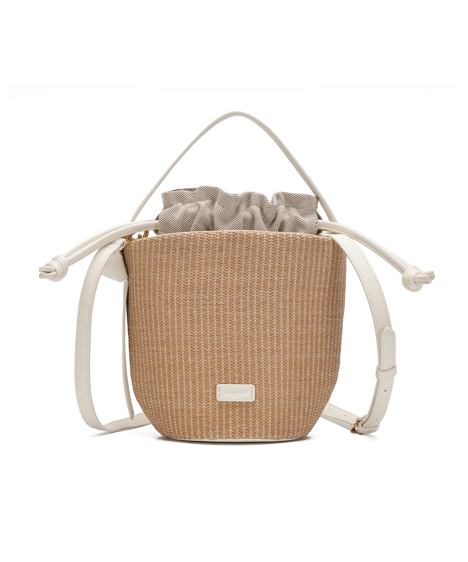 アングリッド Ungrid 雑材コンビ 巾着バケットバッグ （WHT） WHT