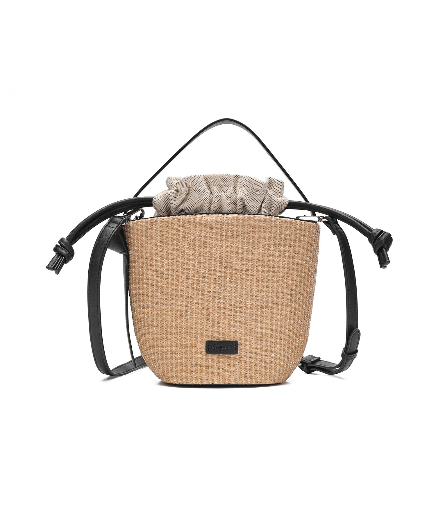 アングリッド Ungrid 雑材コンビ 巾着バケットバッグ （BLK） BLK
