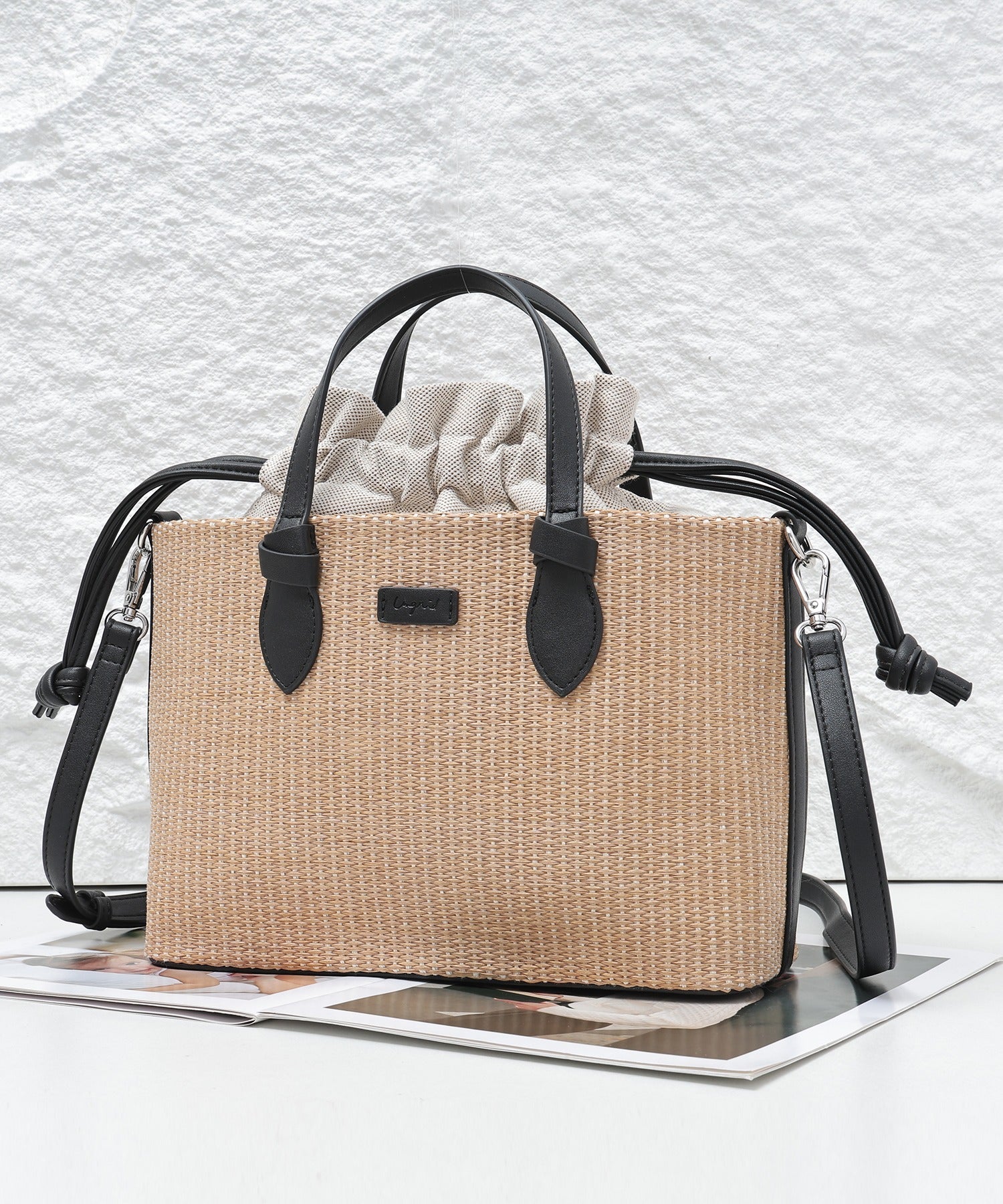 アングリッド Ungrid 雑材コンビ 巾着トートバッグ （BLK） BLK
