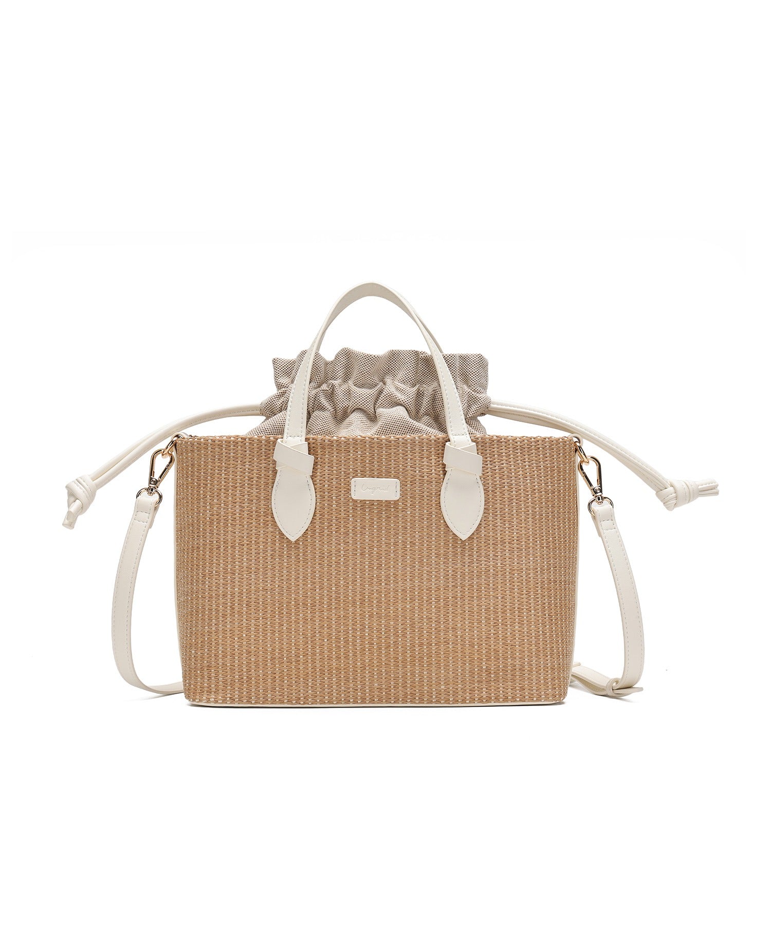 アングリッド Ungrid 雑材コンビ 巾着トートバッグ （WHT） WHT