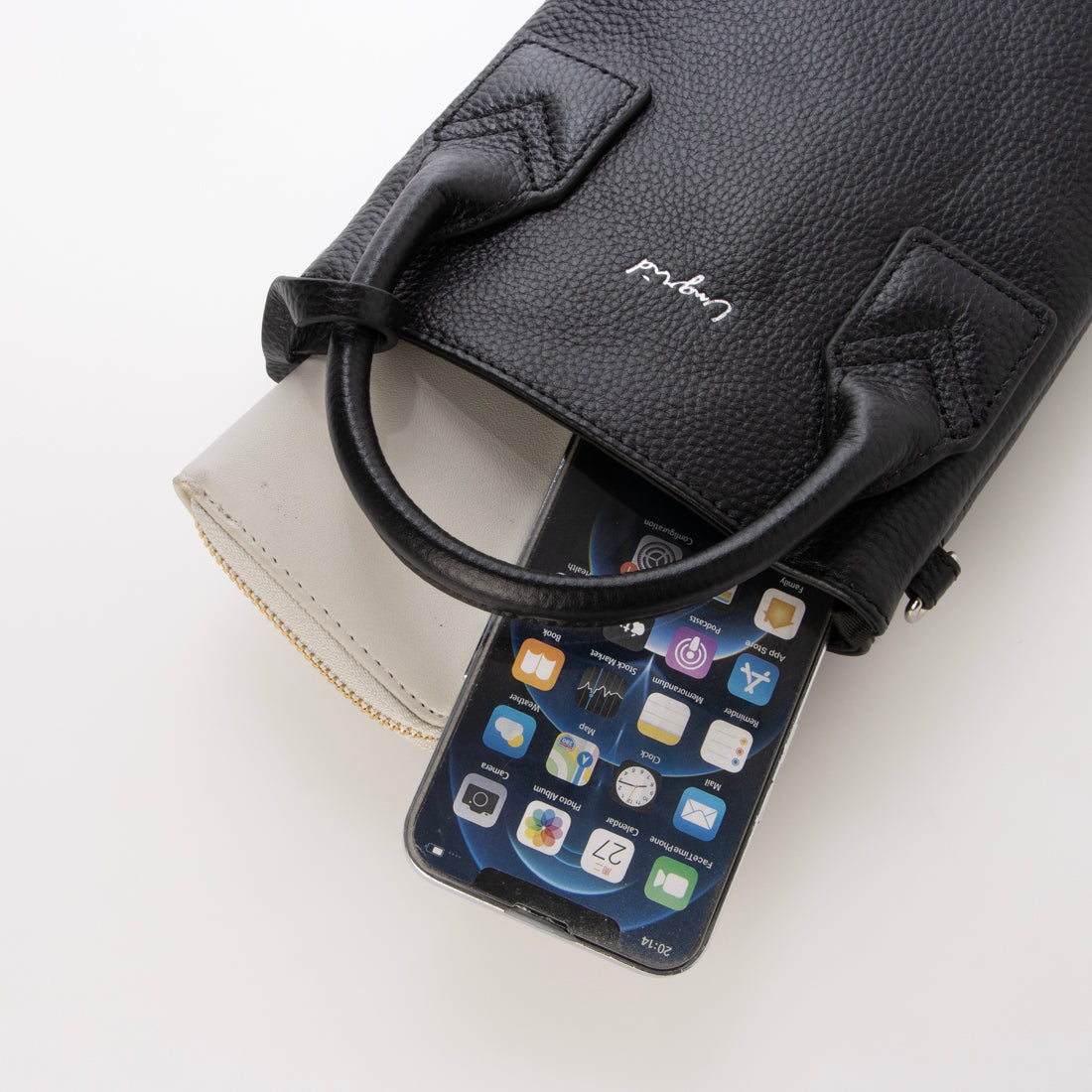 アングリッド Ungrid 牛革 スマホケース／マルチミニショルダーバッグ／パスポート入れ BGRY