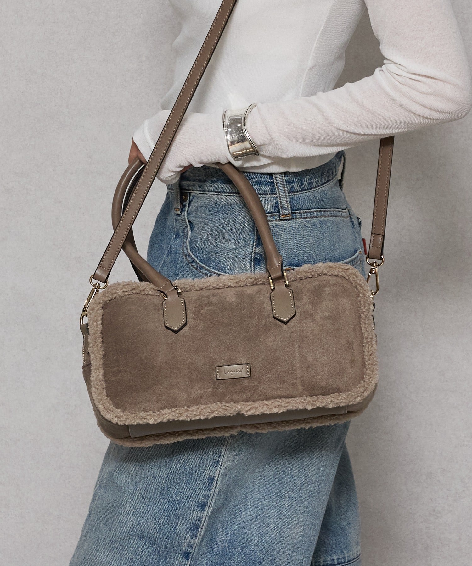 アングリッド Ungrid ムートンタッチ スクエアワイドボストンバッグ GREGE54