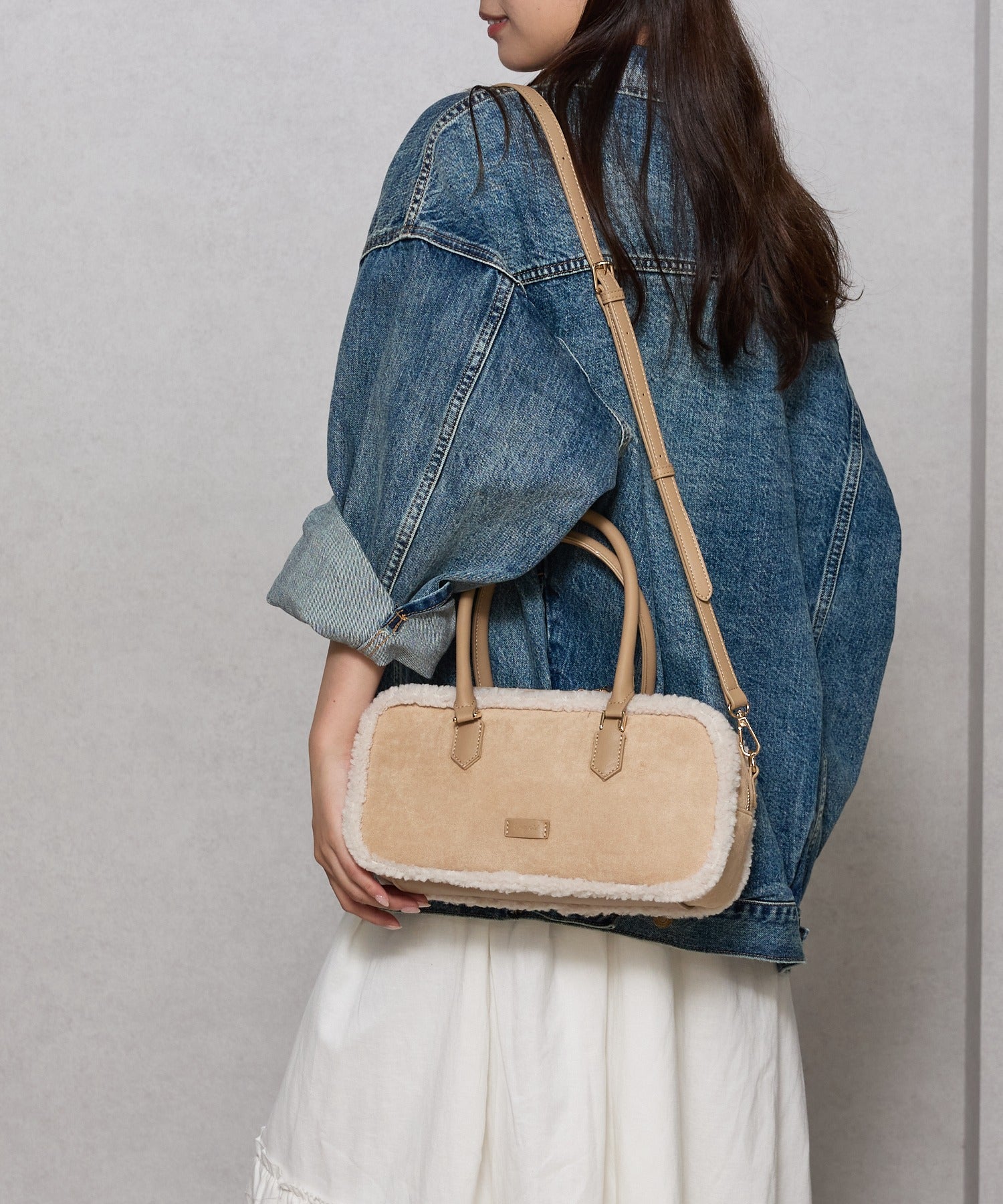 アングリッド Ungrid ムートンタッチ スクエアワイドボストンバッグ BEG56