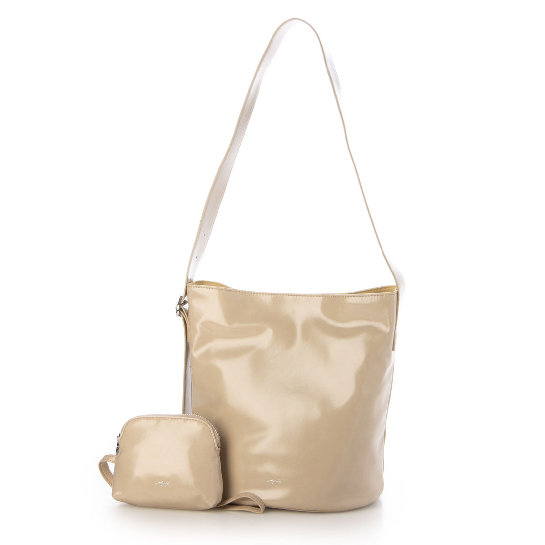 アングリッド Ungrid ポーチチャーム付 バックルベルトバケットバッグ ホワイト