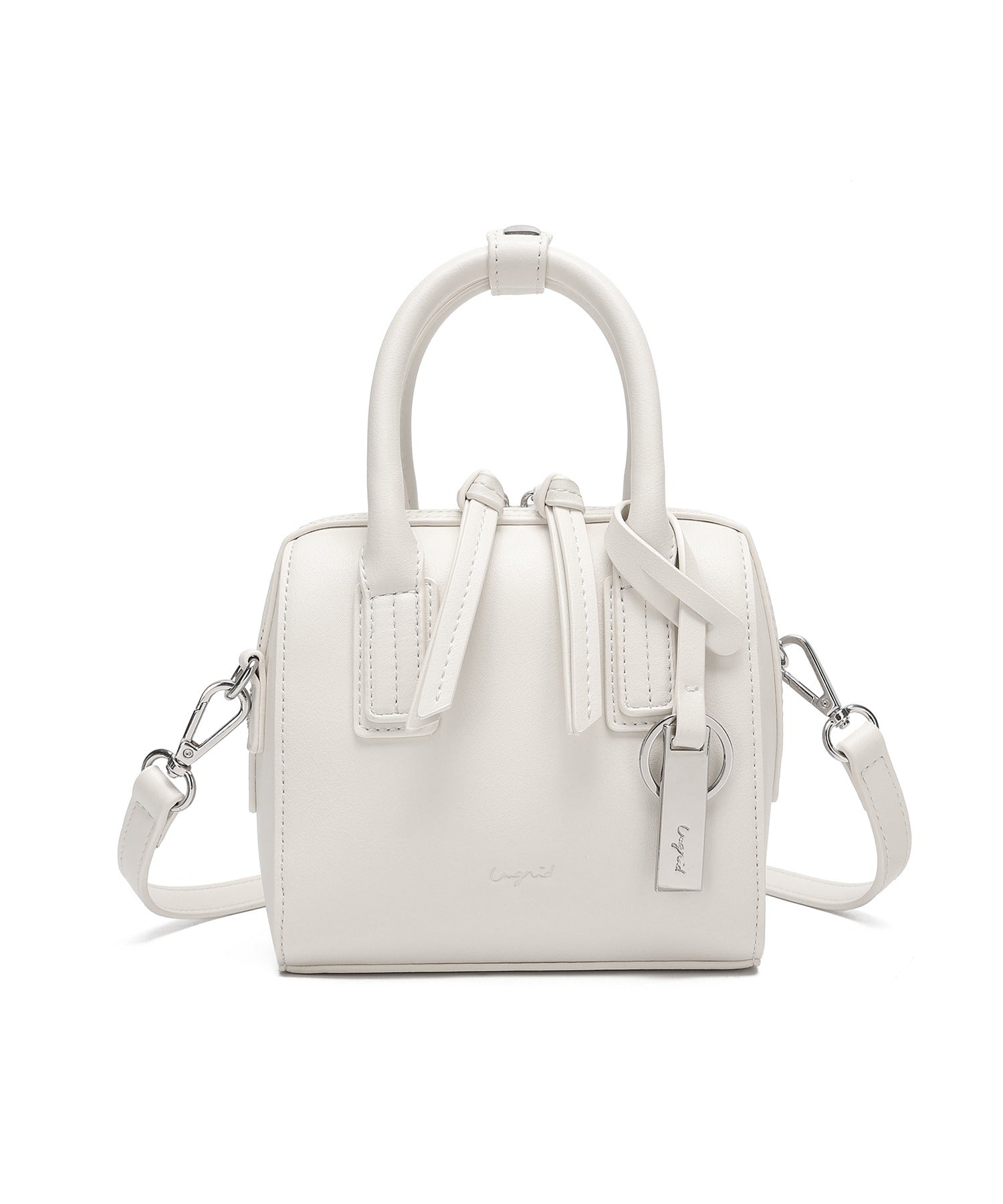 アングリッド Ungrid シンプルスムース ミニボストンバッグ ホワイト