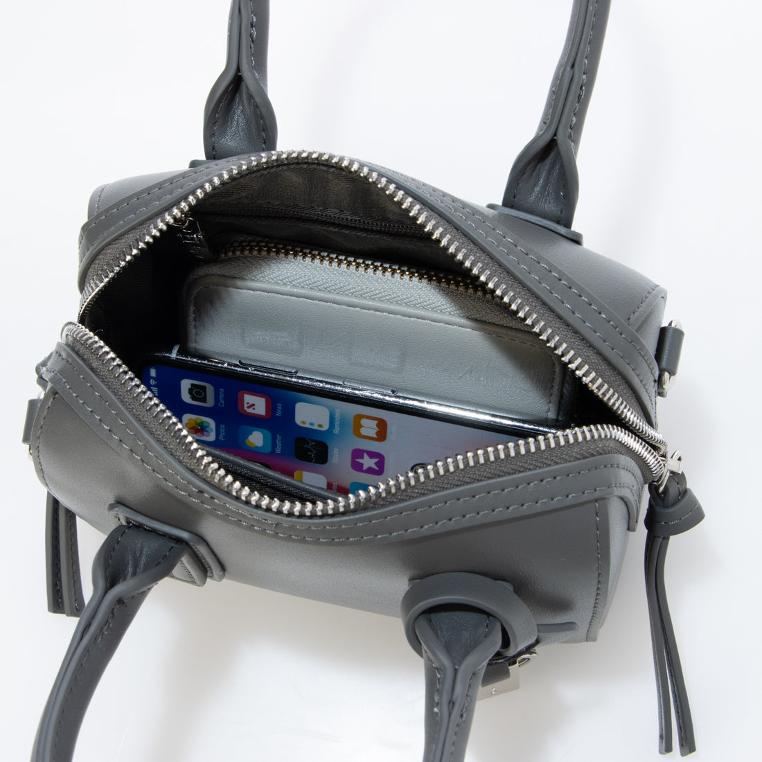 アングリッド Ungrid シンプルスムース ミニボストンバッグ ホワイト