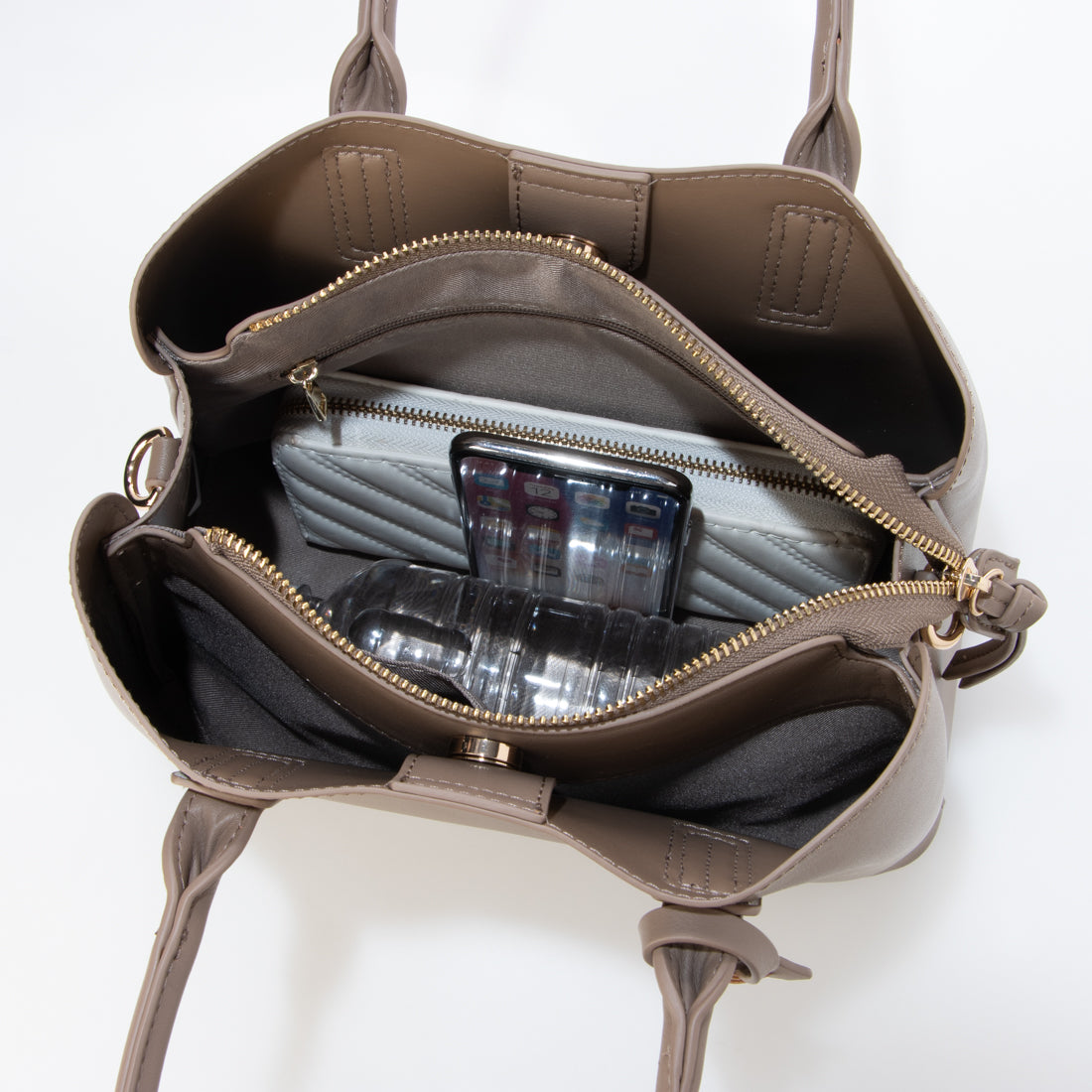 アングリッド Ungrid シンプルスムース 両アオリポケットハンドバッグ ベージュ