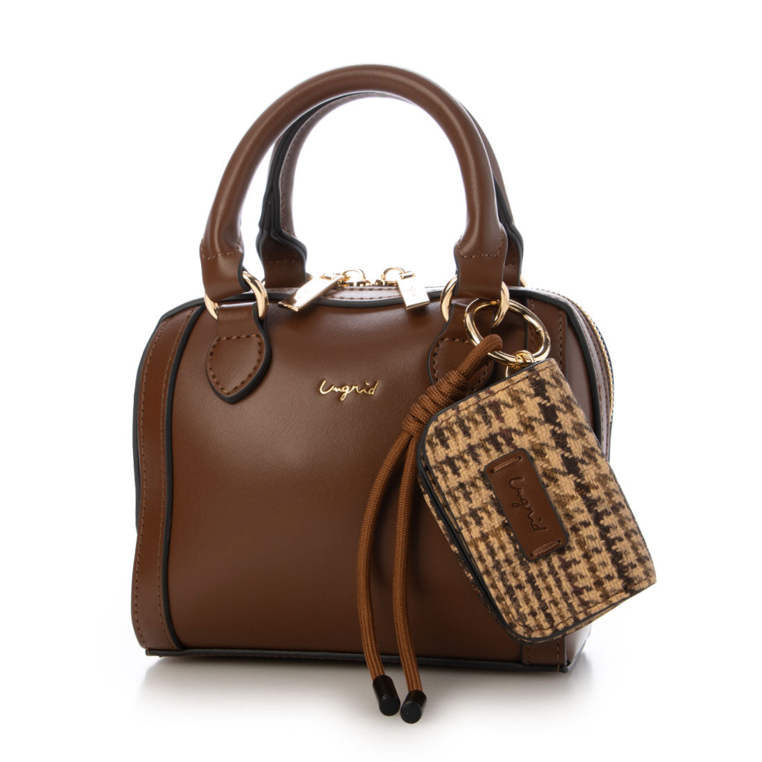 アングリッド Ungrid ケースチャーム付 チェックコンビ ミニボストンバッグ CAM59