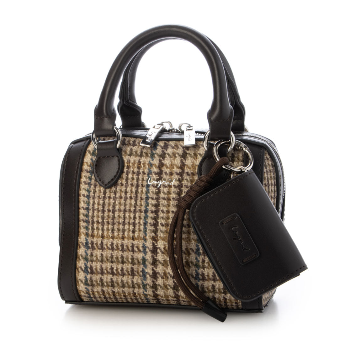 アングリッド Ungrid ケースチャーム付 チェックコンビ ミニボストンバッグ CAM59