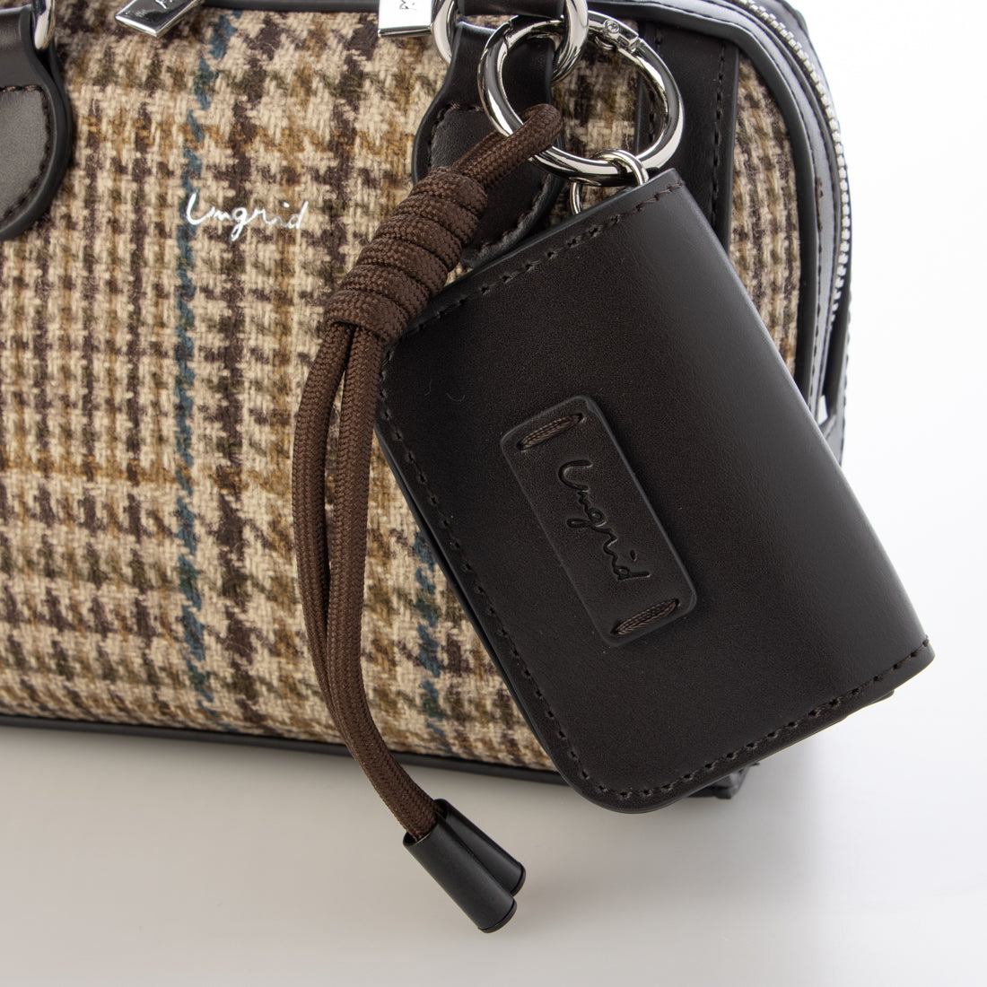 アングリッド Ungrid ケースチャーム付 チェックコンビ ミニボストンバッグ CAM59