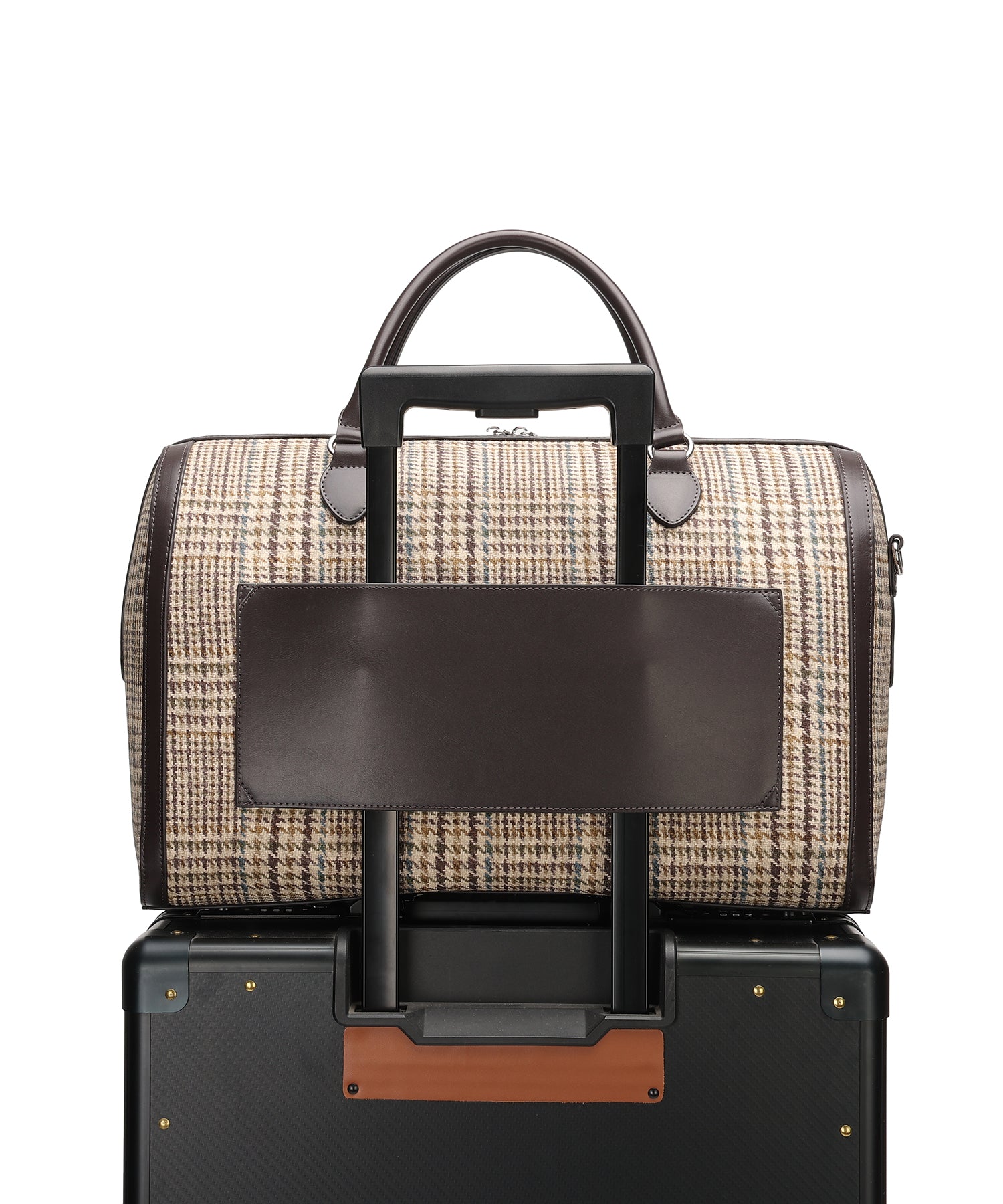 アングリッド Ungrid チェックコンビキャリーオントラベルボストンバッグ ケースチャーム付 BRNCHC