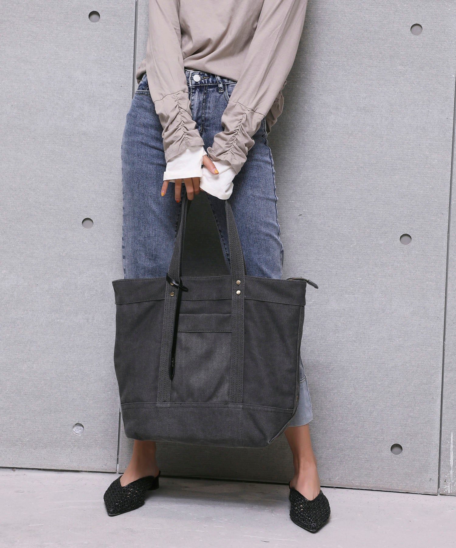 アングリッド Ungrid コットンデニムラージトートバッグ （BLK） BLK