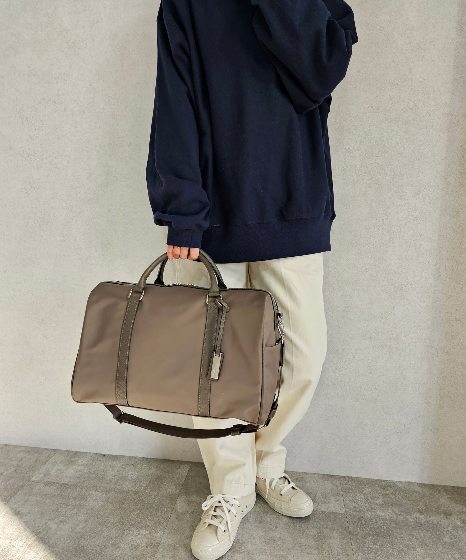 アングリッド Ungrid 牛革×ナイロン ラージボストンバッグ（旅行用キャリーオン） （GREGE） GREGE