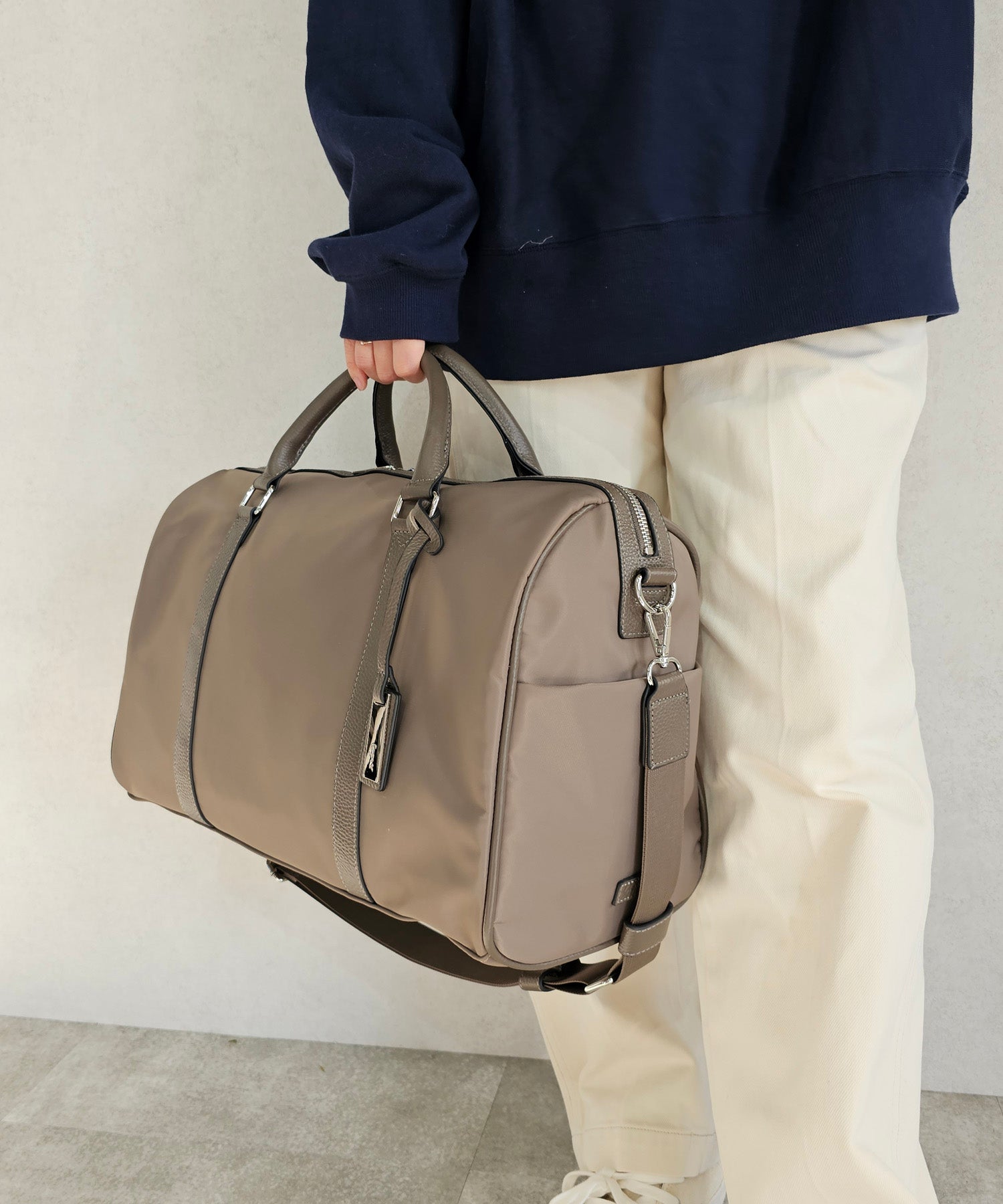 アングリッド Ungrid 牛革×ナイロン ラージボストンバッグ（旅行用キャリーオン） （GREGE） GREGE