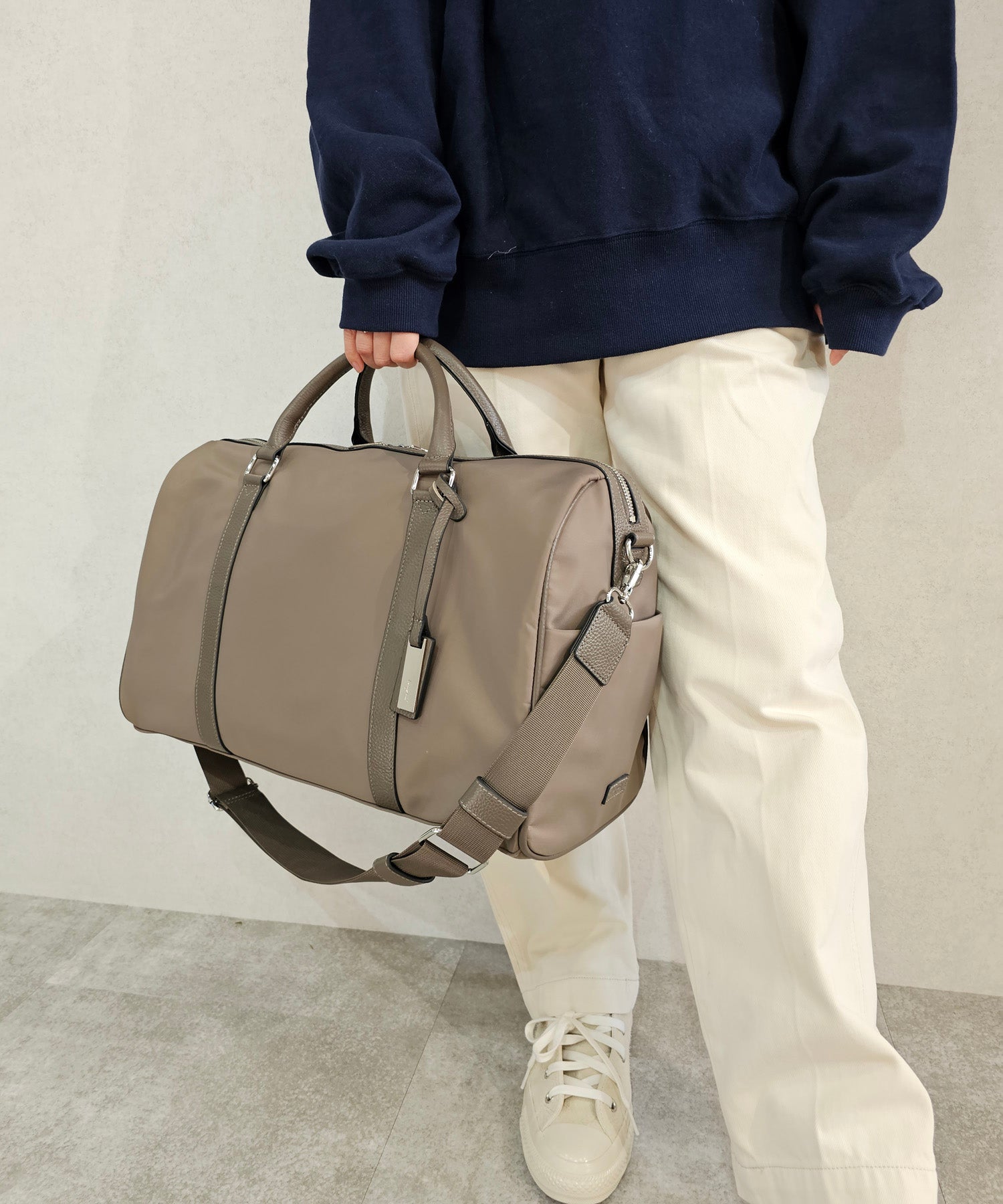 アングリッド Ungrid 牛革×ナイロン ラージボストンバッグ（旅行用キャリーオン） （GREGE） GREGE