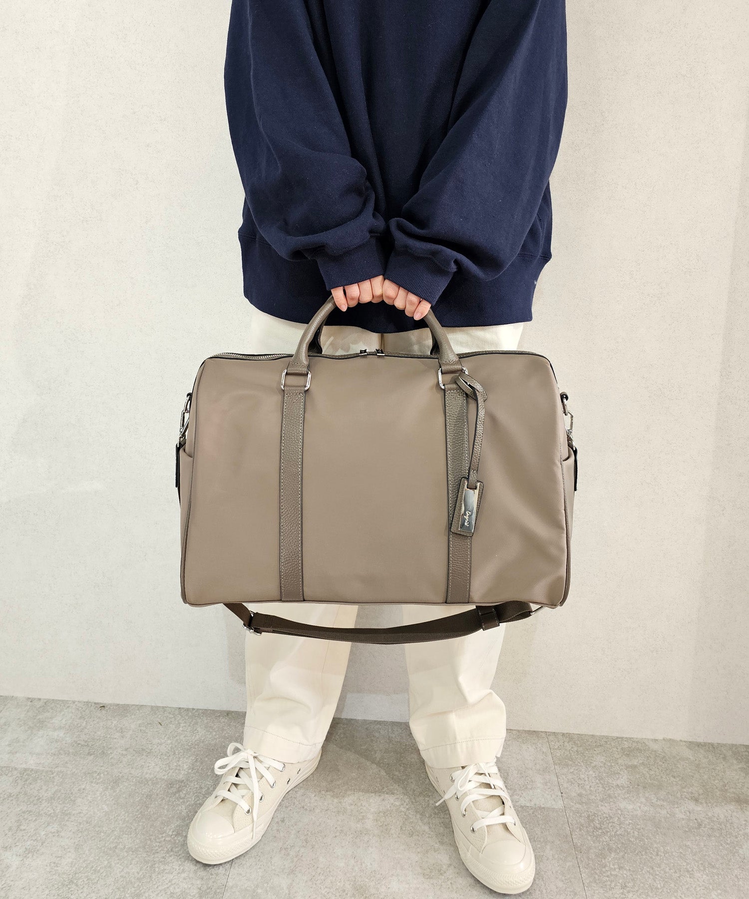 アングリッド Ungrid 牛革×ナイロン ラージボストンバッグ（旅行用キャリーオン） （GREGE） GREGE