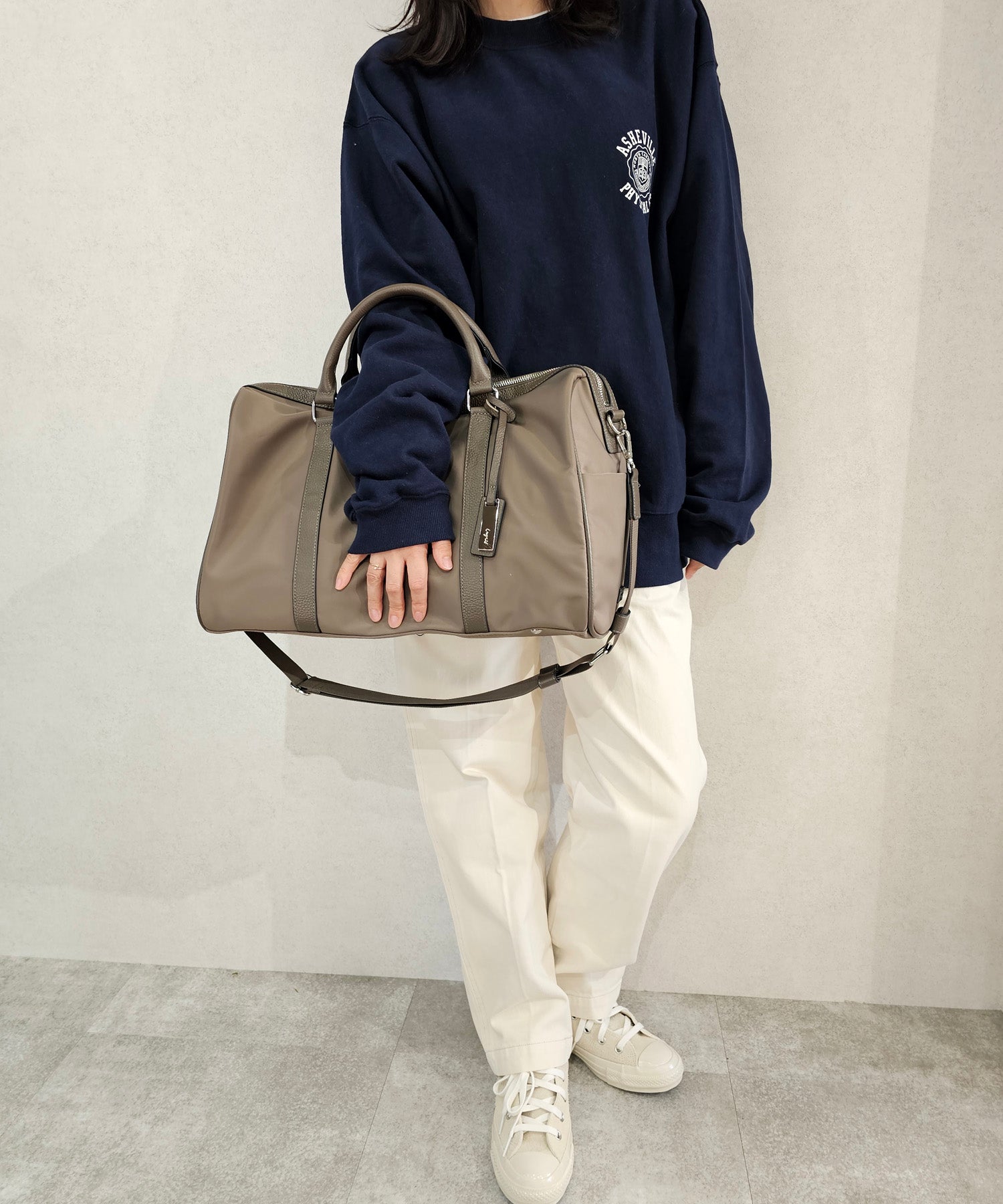 アングリッド Ungrid 牛革×ナイロン ラージボストンバッグ（旅行用キャリーオン） （GREGE） GREGE