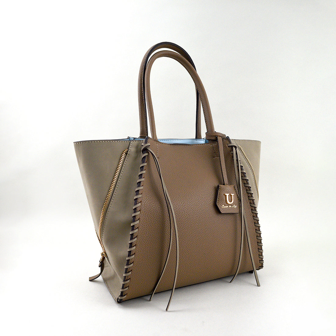 U Point sac【Poin Sac】Suede Combination Zipper Tote Bag