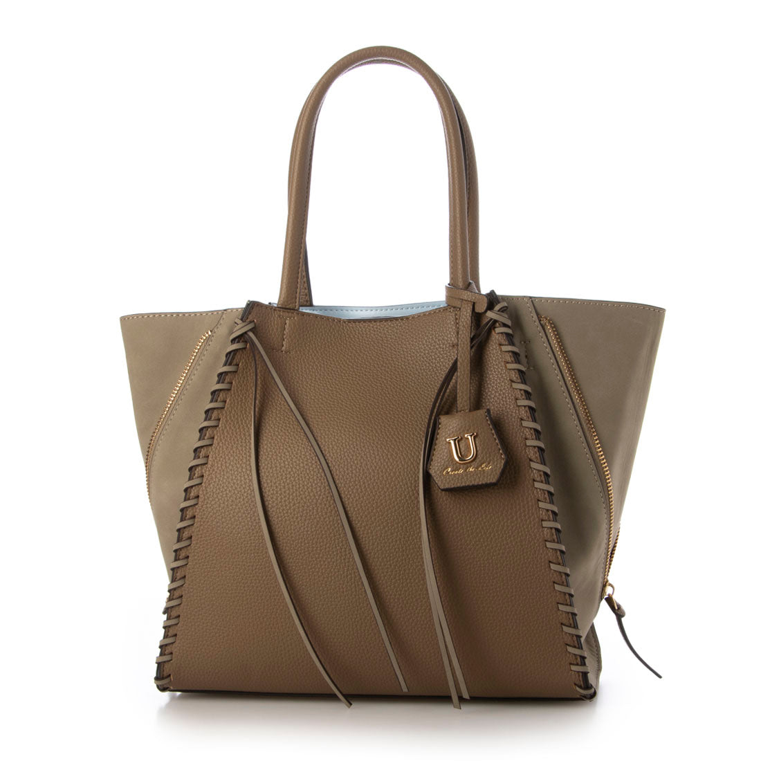 U Point sac【Poin Sac】Suede Combination Zipper Tote Bag