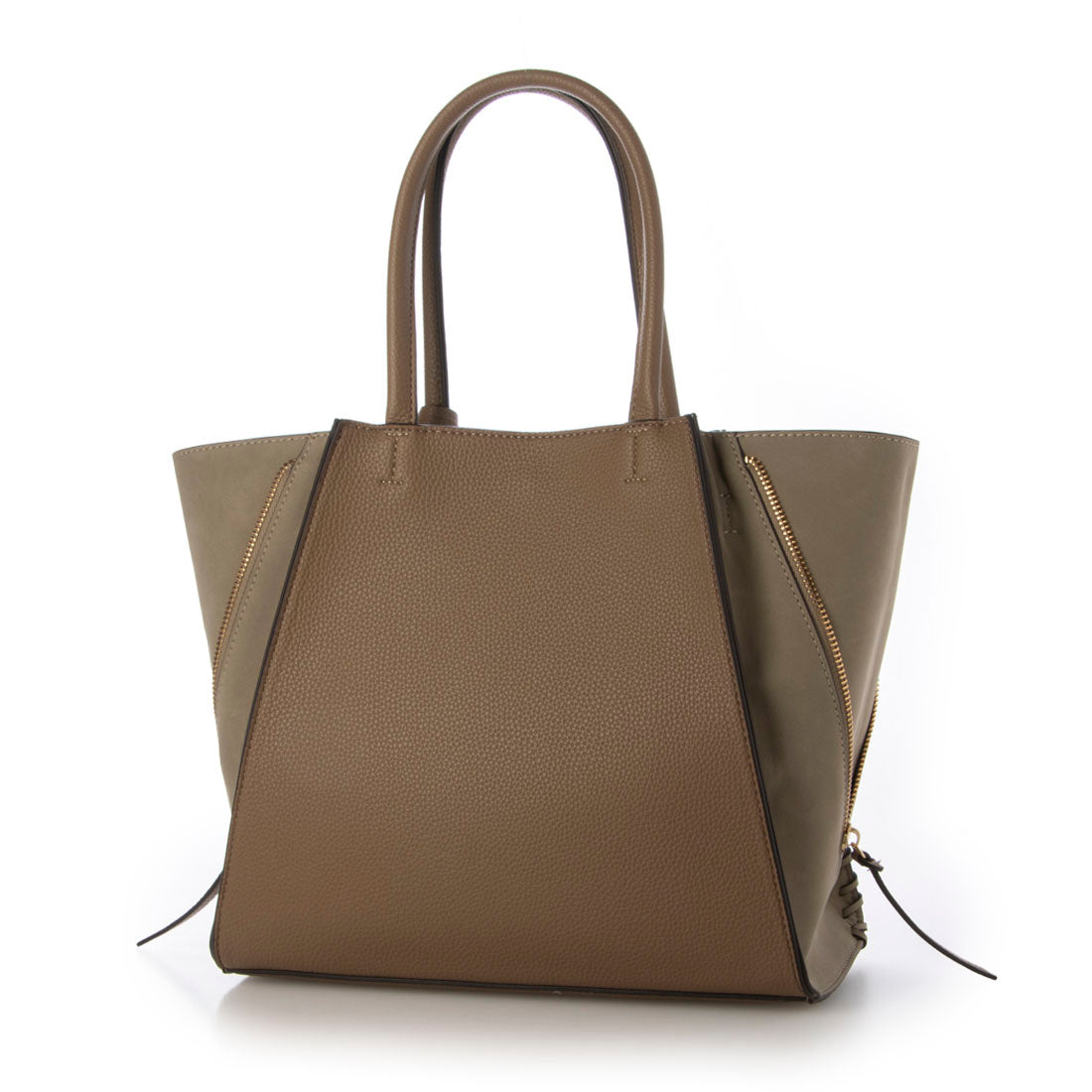 U Point sac【Poin Sac】Suede Combination Zipper Tote Bag