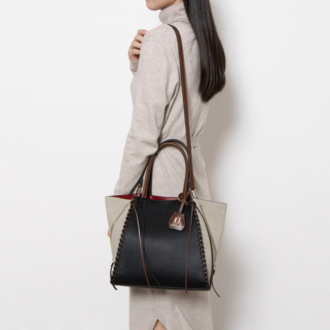 ユー U Point sac【ポワン サック】スエードコンビジッパートートバッグ