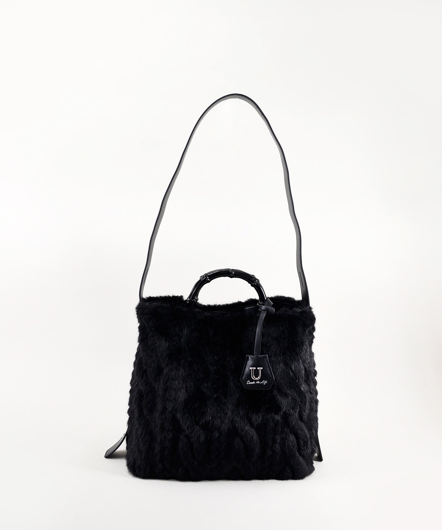 ユー U Sculpte【スキュルテ】ケーブルファーバンブー型ハンドルショルダーバッグ （ブラック） ブラック