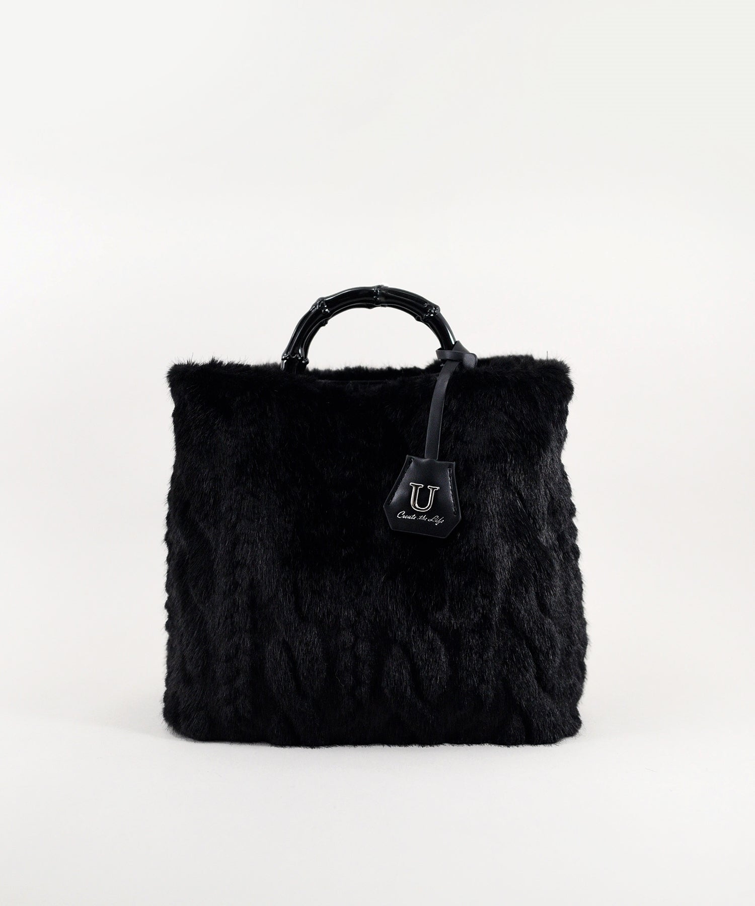 ユー U Sculpte【スキュルテ】ケーブルファーバンブー型ハンドルショルダーバッグ （ブラック） ブラック