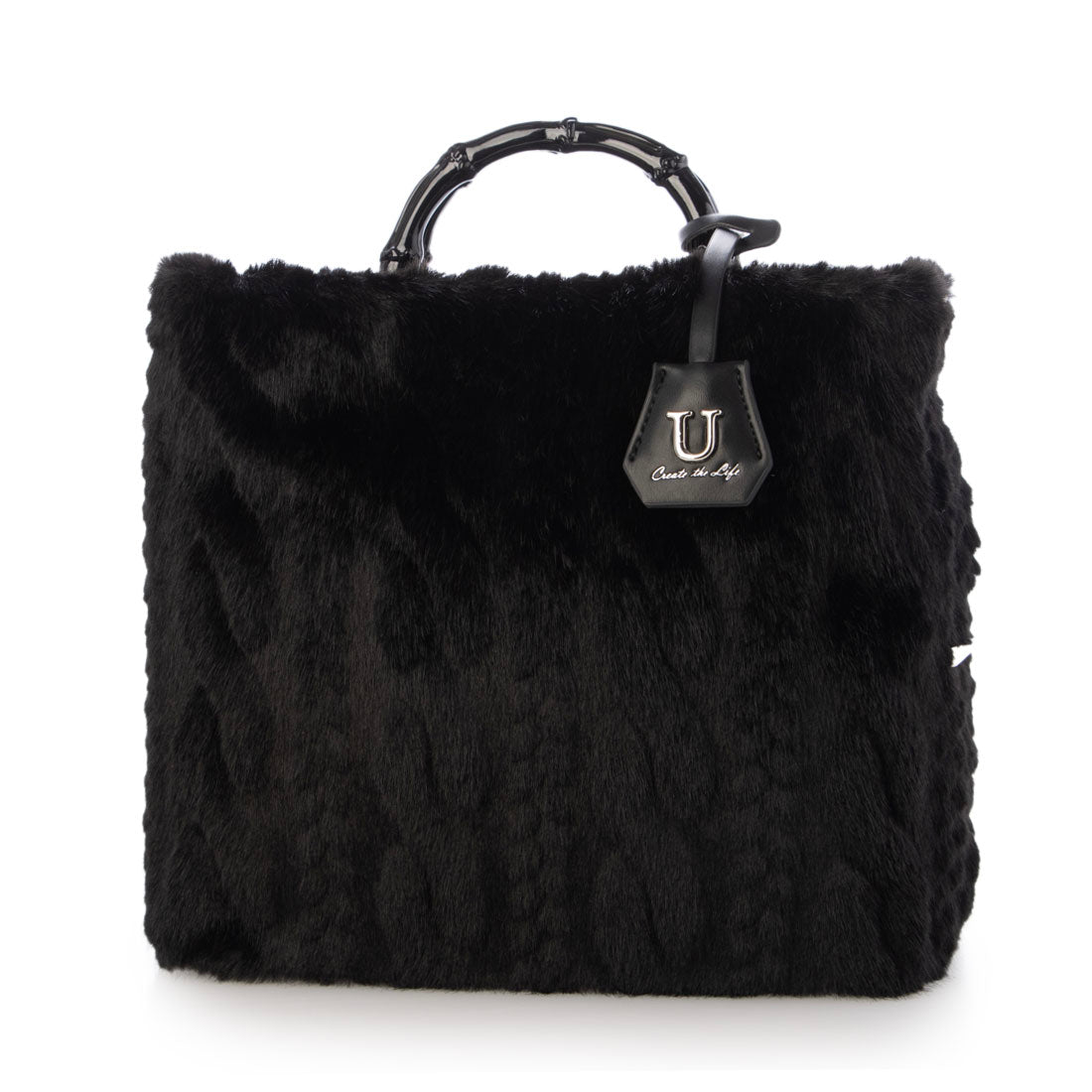 ユー U Sculpte【スキュルテ】ケーブルファーバンブー型ハンドルショルダーバッグ （ブラック） ブラック