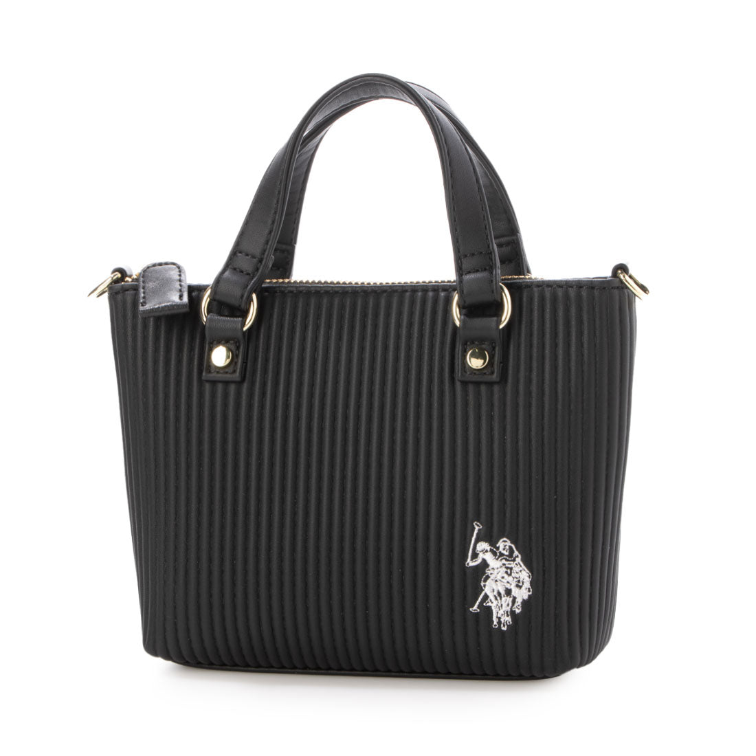 ユーエスポロアッスン U.S. POLO ASSN. プリーツ ミニトート ショルダーバッグ （ブラック） ブラック