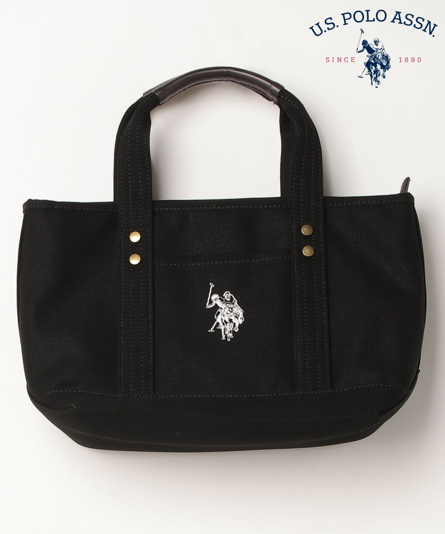 ユーエスポロアッスン U.S. POLO ASSN. キャンバストート トートバッグ サブバッグ ミニトート ランチバッグ マチあり ポロ  USPA1862 （ブラック） ブラック