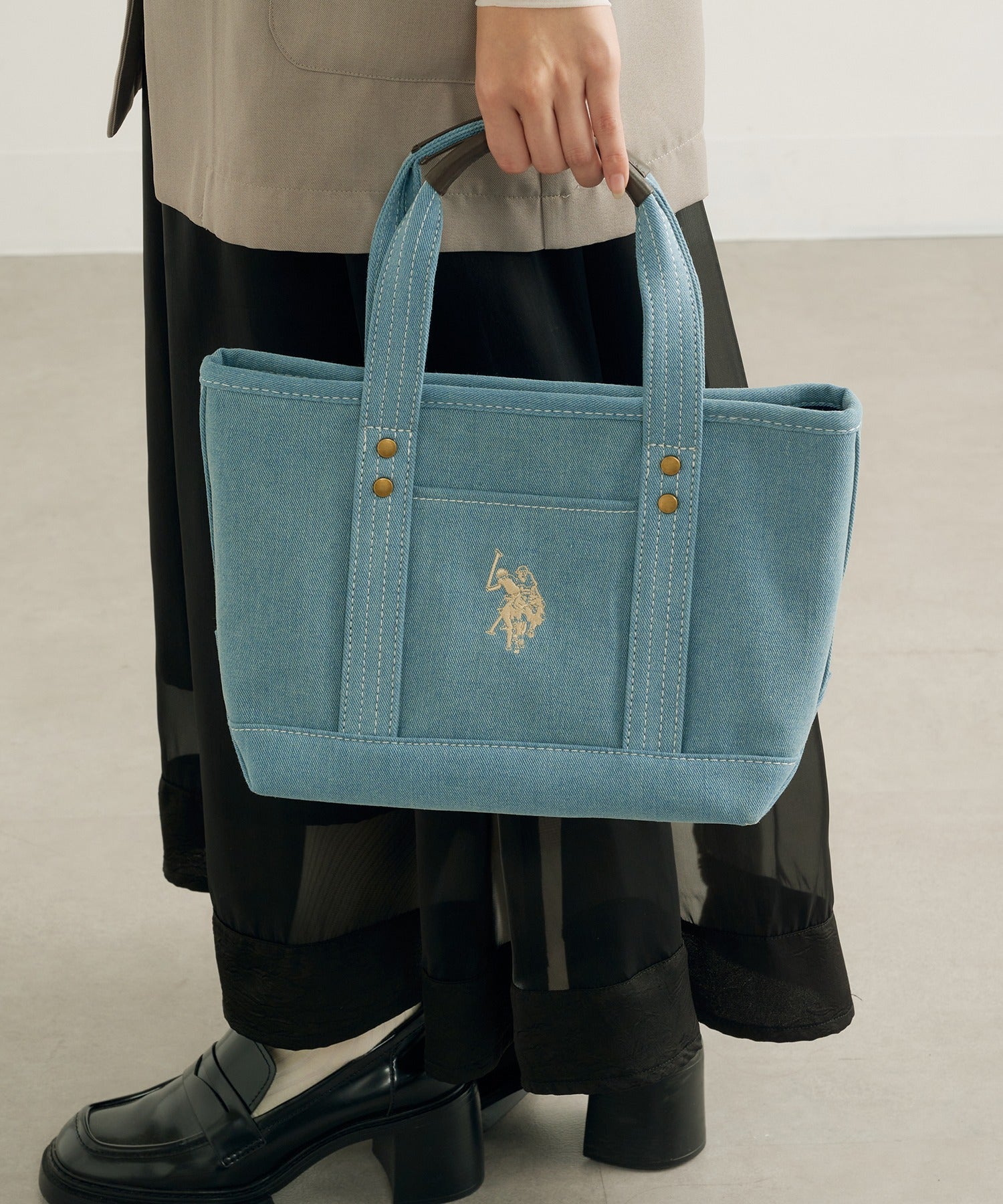 ユーエスポロアッスン U.S. POLO ASSN. キャンバストート トートバッグ サブバッグ ミニトート ランチバッグ マチあり ポロ USPA1862 （デニム） デニム