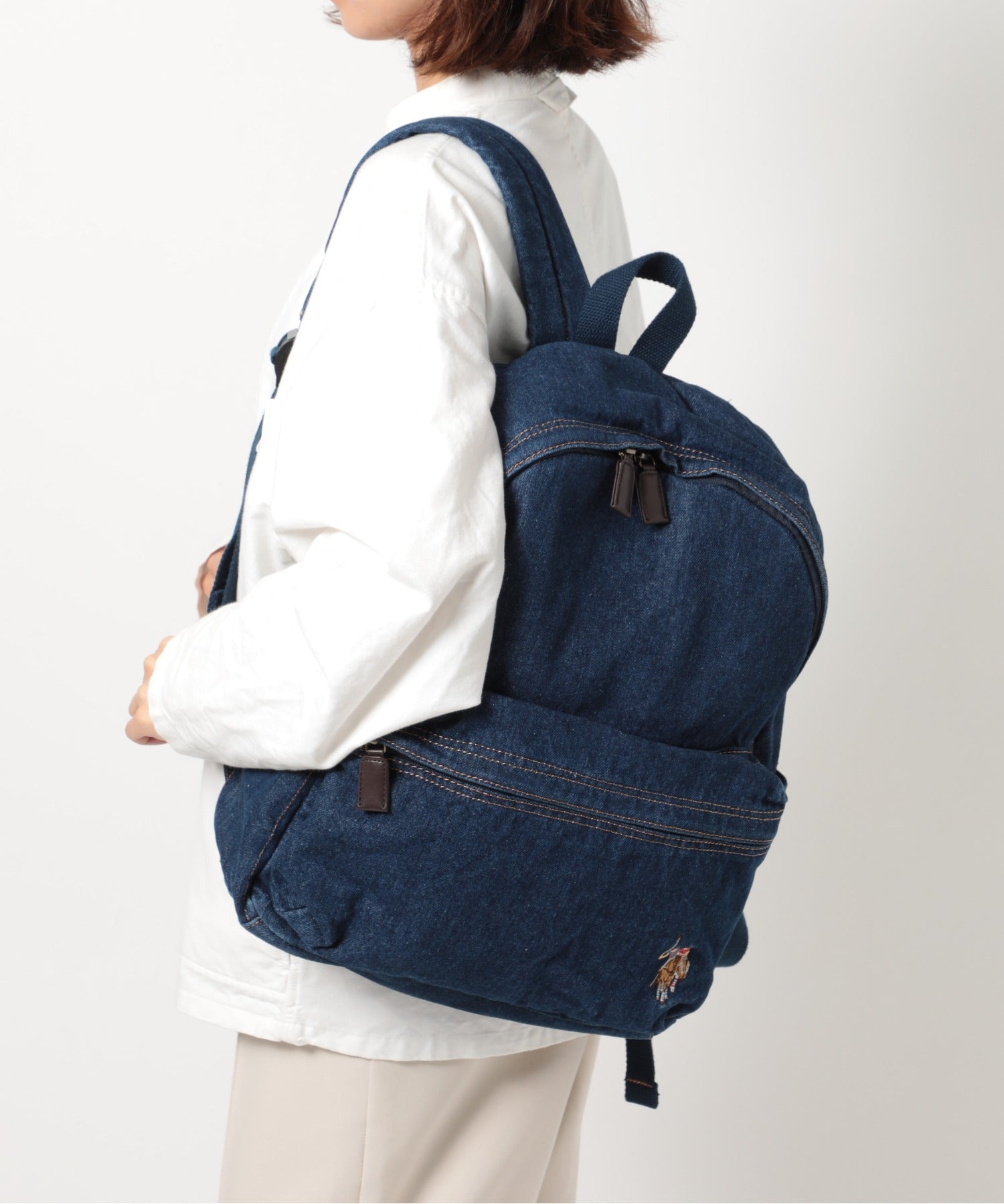 ユーエスポロアッスン U.S. POLO ASSN. 【U.S. POLO ASSN.】ヴィンテージデニム風 ウォッシュドポロリュック バックパック USPA-2644 （ネイビー） ネイビー