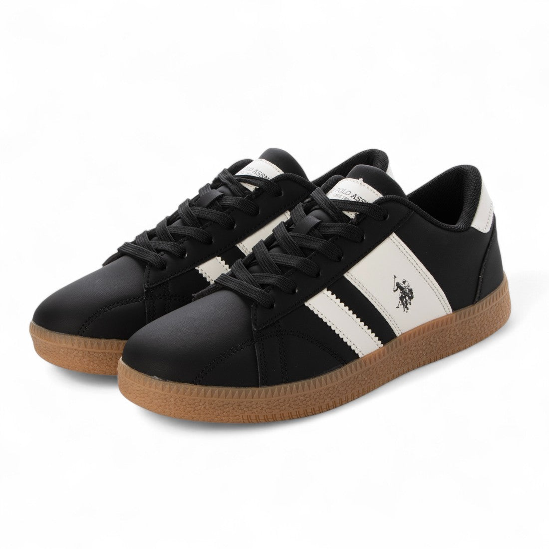 ユーエスポロアッスン U.S. POLO ASSN. ボリュームソール ワンポイント 配色ライン スニーカー （ブラック） ブラック