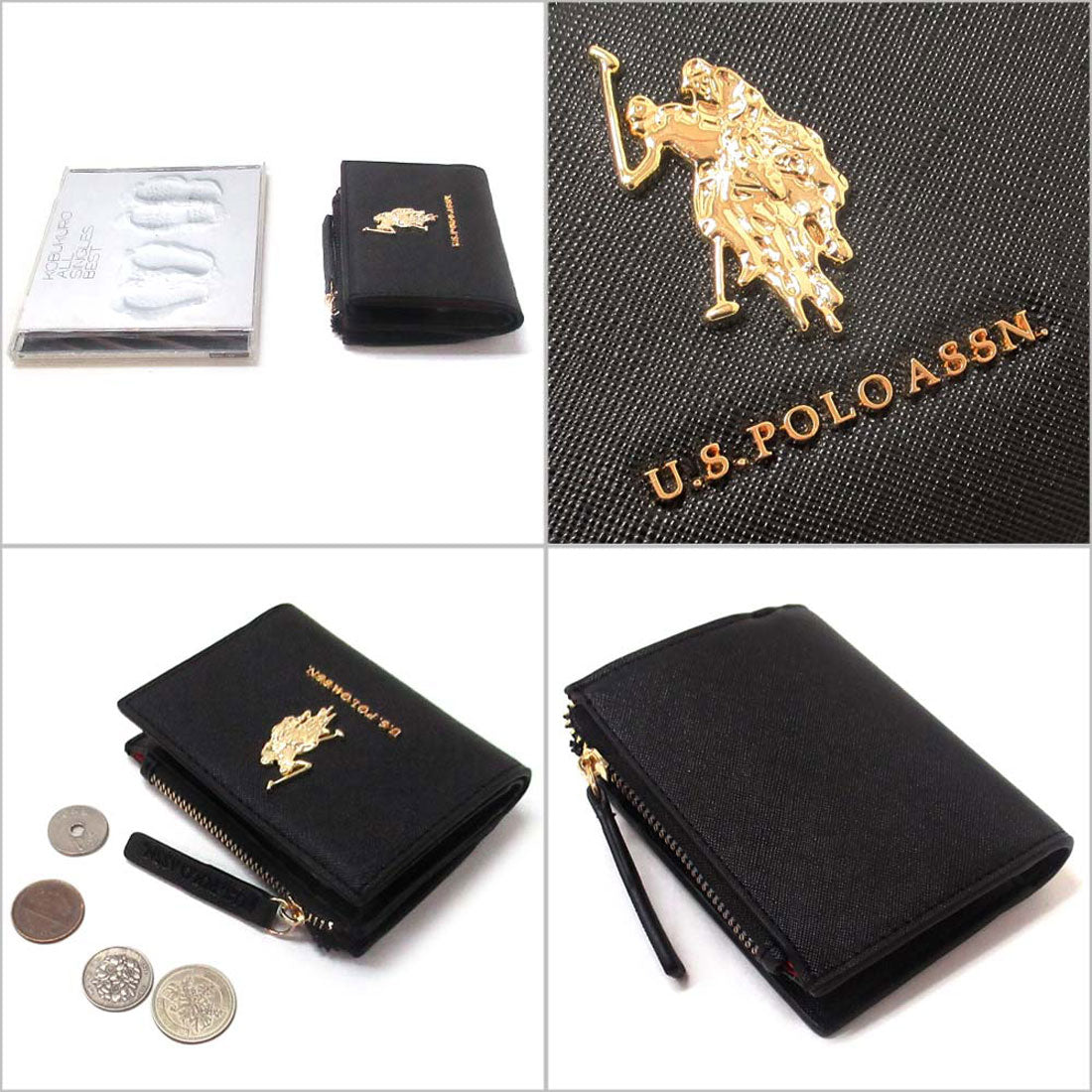 ユーエスポロアッスン U.S. POLO ASSN. U.S. POLO ASSN. ユーエスポロアッスン ミニ財布 コンパクトウォレット  ロゴ ブラック 27A351AA BLCK （ブラック） ブラック