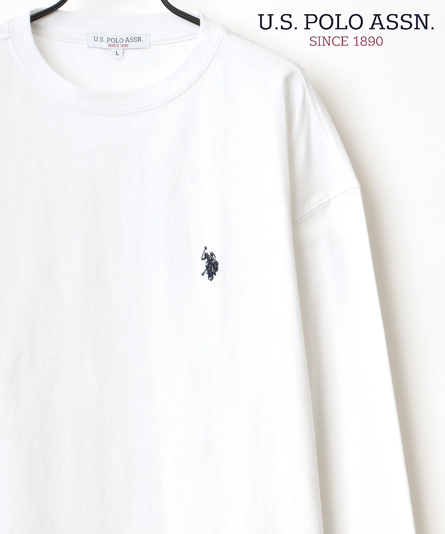 U.S. POLO ASSN./ユーエスポロアッスン Lazar 別注 オーバーサイズ ロゴ ワンポイント刺繍 ロングスリーブTシャツ/ロンT レディース メンズ ロンT 長袖Tシャツ