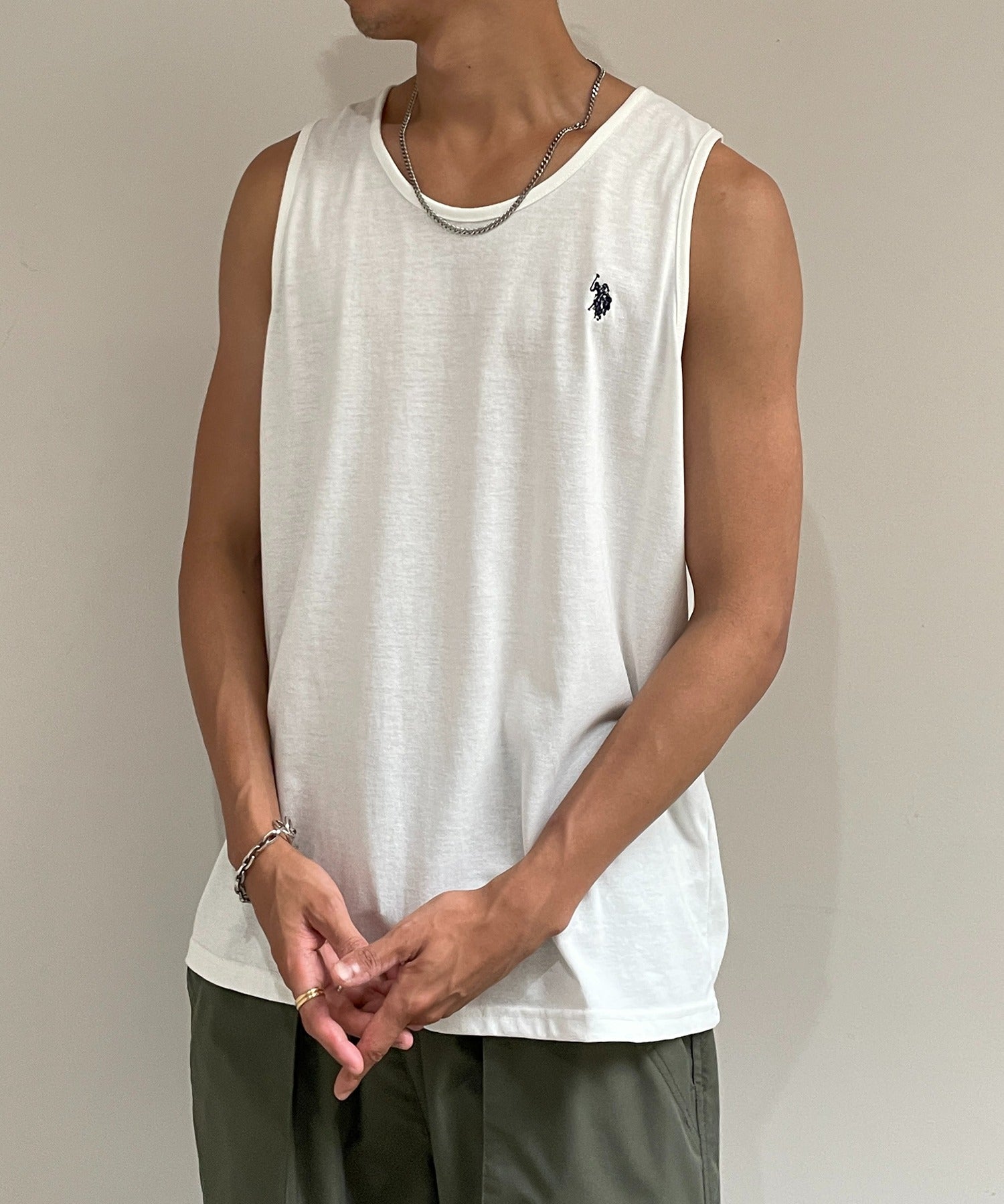 ユーエスポロアッスン U.S. POLO ASSN. 【U.S. POLO ASSN. / ユーエスポロアッスン】ワンポイント ポニー刺繍 タンクトップ ラウンドネック インナー レイヤード ノースリーブ