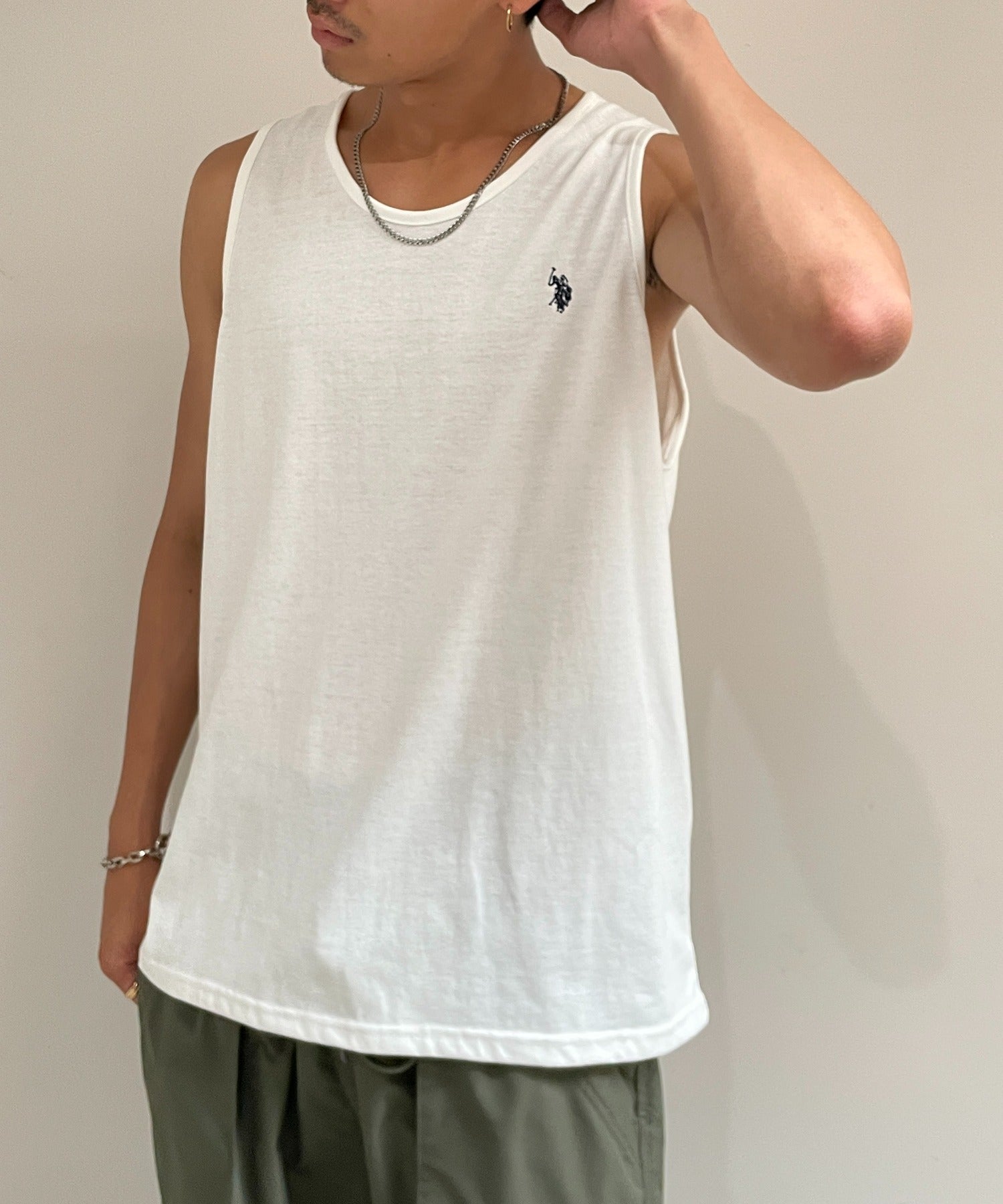 ユーエスポロアッスン U.S. POLO ASSN. 【U.S. POLO ASSN. / ユーエスポロアッスン】ワンポイント ポニー刺繍 タンクトップ ラウンドネック インナー レイヤード ノースリーブ