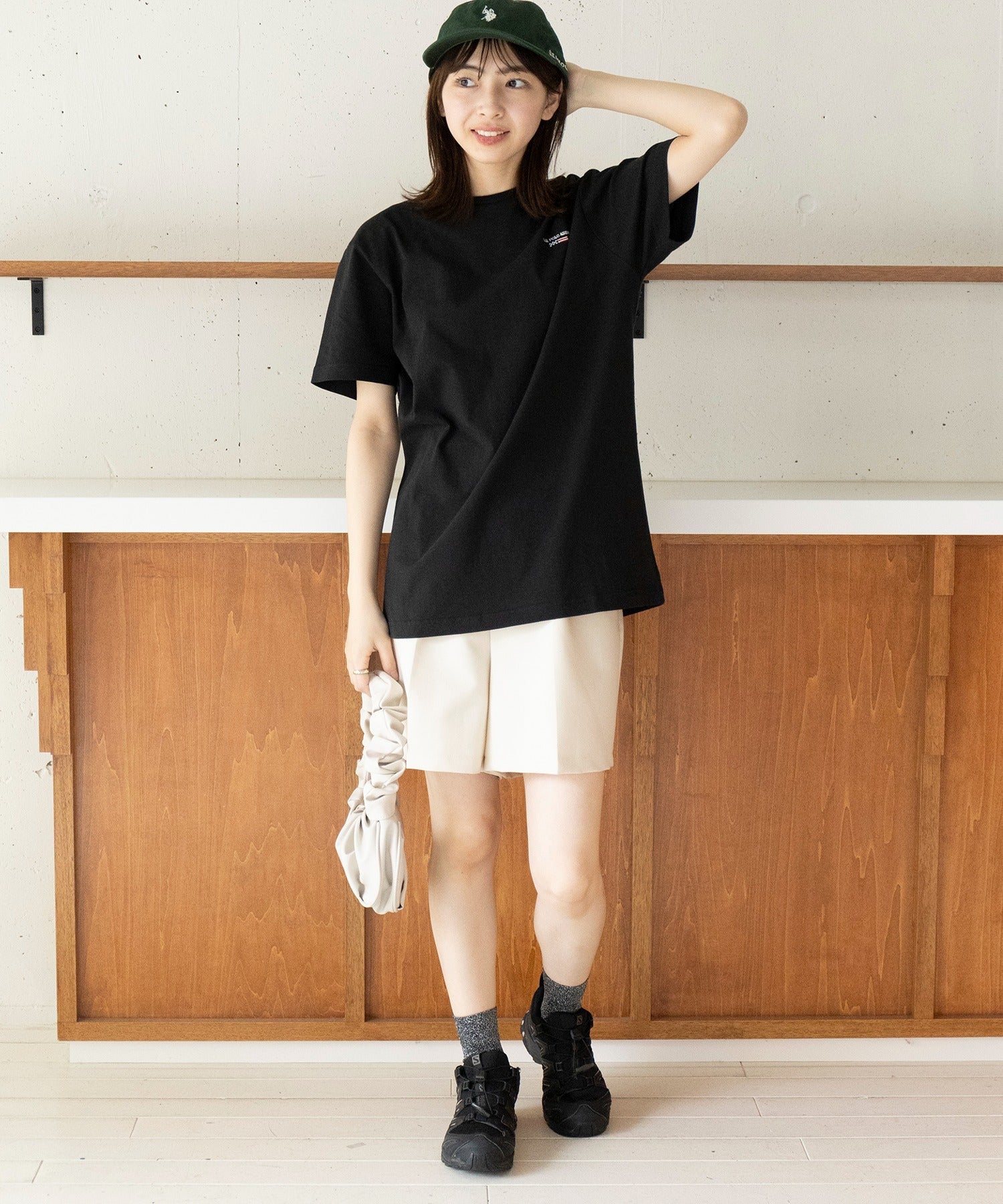ユーエスポロアッスン U.S. POLO ASSN. ◎SETUP7別注◎ワンポイント フラッグ 刺繍 Tシャツ ユニセックス カットソー 半袖 ホワイト