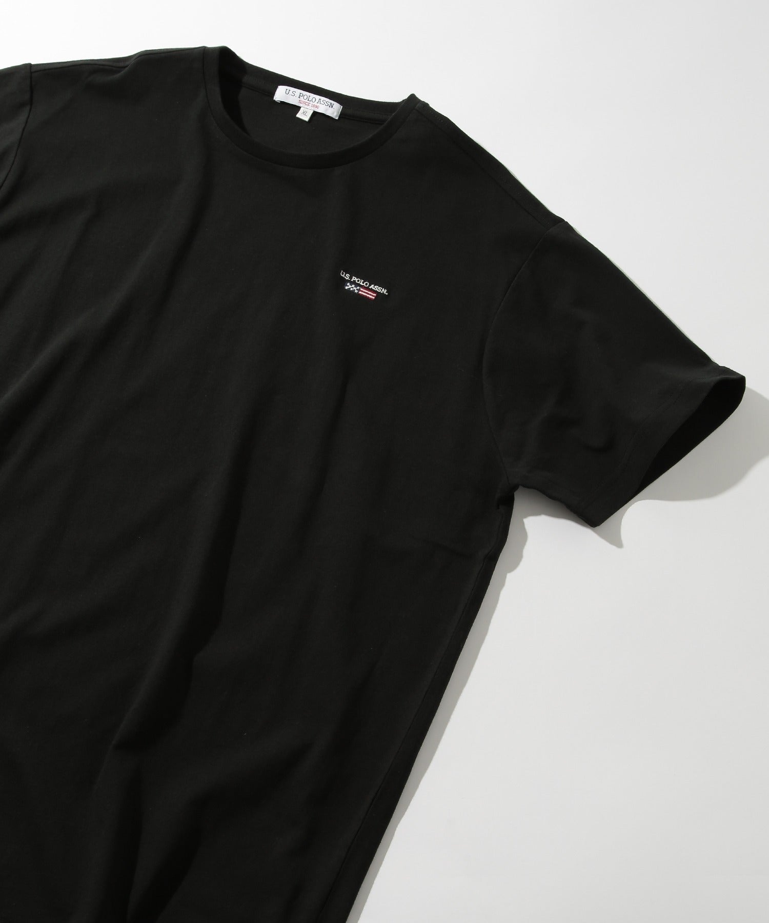 ユーエスポロアッスン U.S. POLO ASSN. ◎SETUP7別注◎ワンポイント フラッグ 刺繍 Tシャツ ユニセックス カットソー 半袖 ホワイト