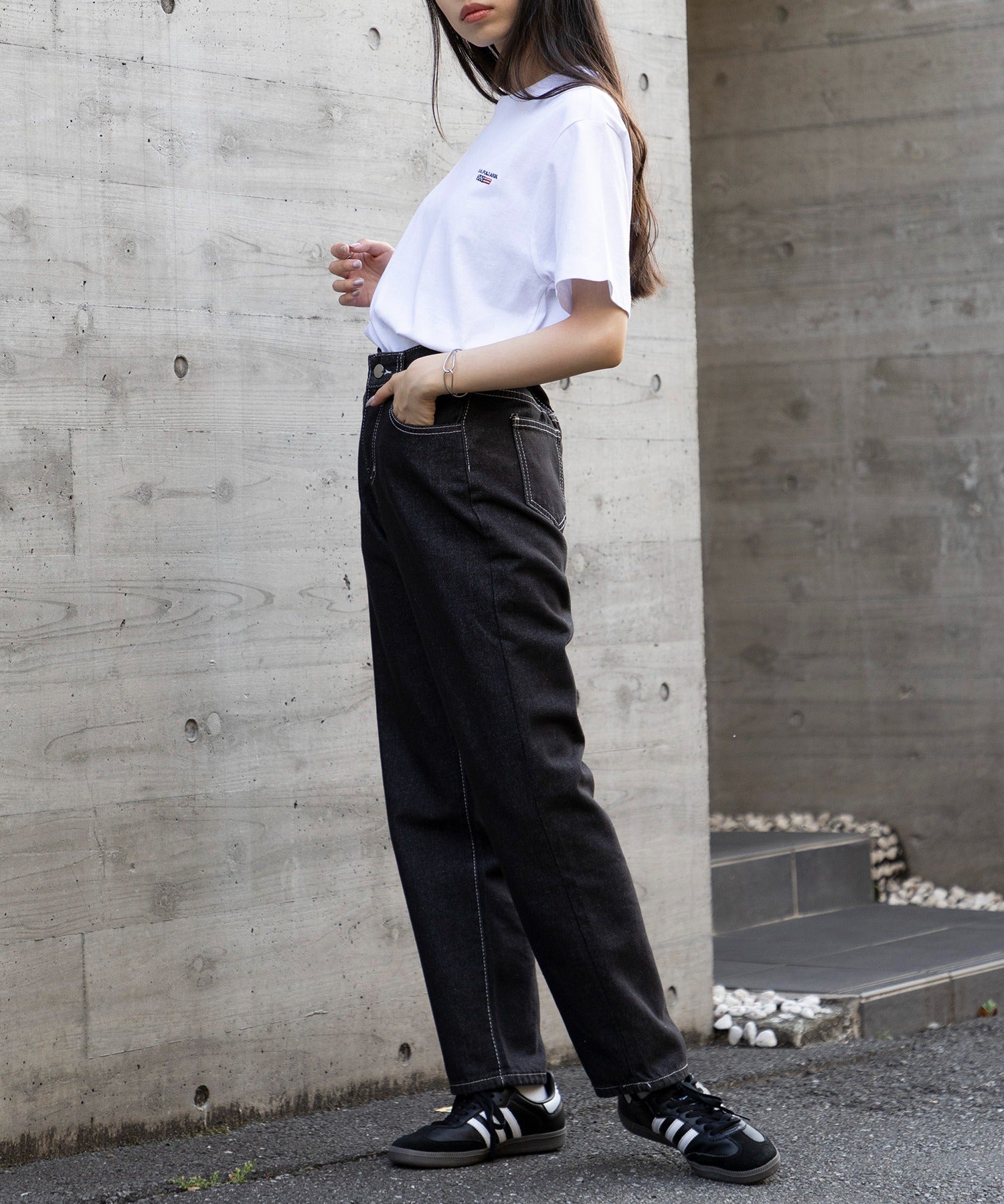 ユーエスポロアッスン U.S. POLO ASSN. ◎SETUP7別注◎ワンポイント フラッグ 刺繍 Tシャツ ユニセックス カットソー 半袖 ホワイト