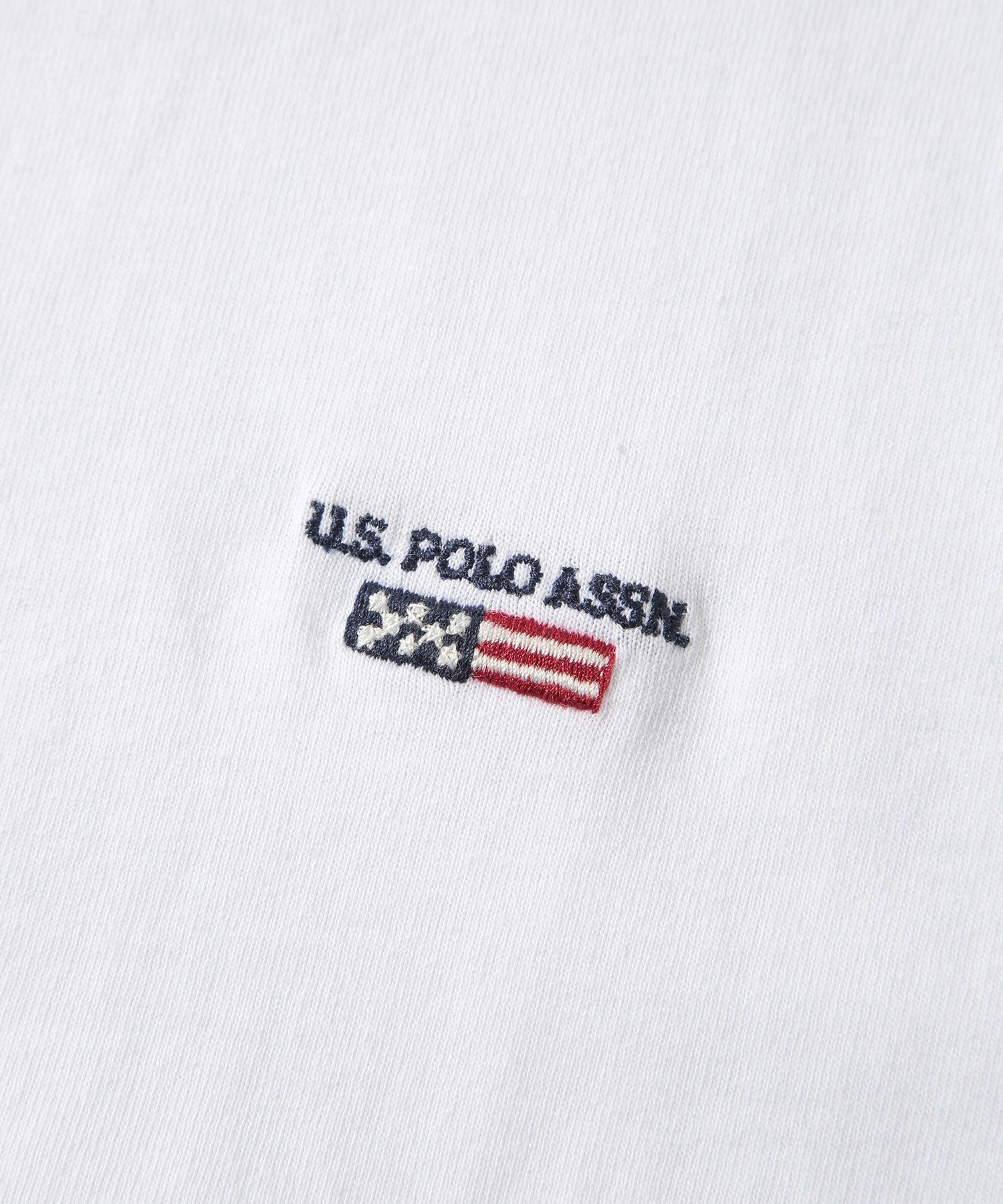 ユーエスポロアッスン U.S. POLO ASSN. ◎SETUP7別注◎ワンポイント フラッグ 刺繍 Tシャツ ユニセックス カットソー 半袖 ホワイト