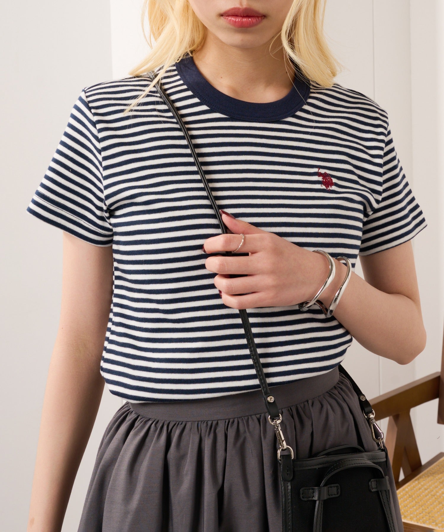 ユーエスポロアッスン U.S. POLO ASSN. ワンポイント刺繍 スムース半袖Tシャツ
