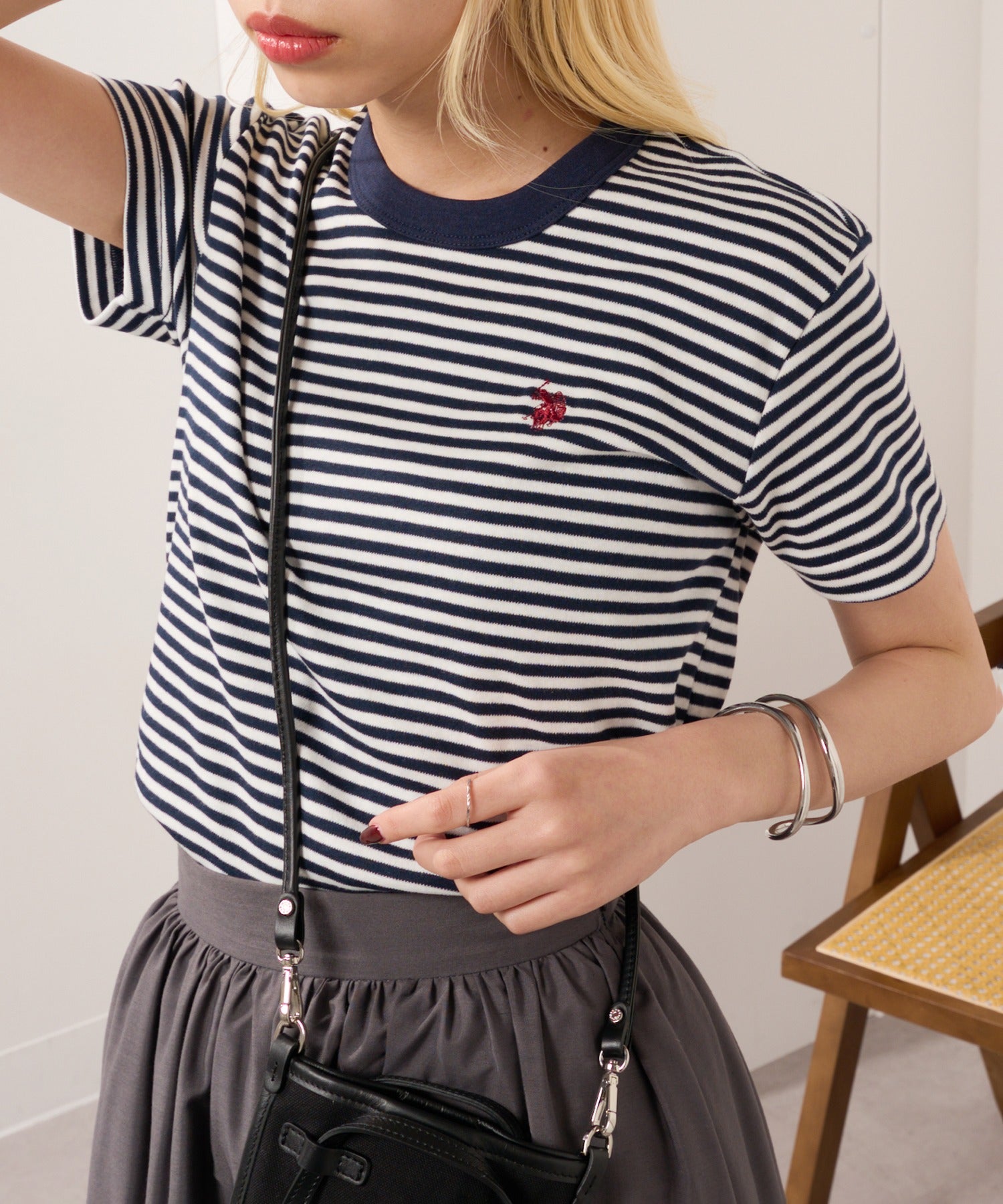 ユーエスポロアッスン U.S. POLO ASSN. ワンポイント刺繍 スムース半袖Tシャツ