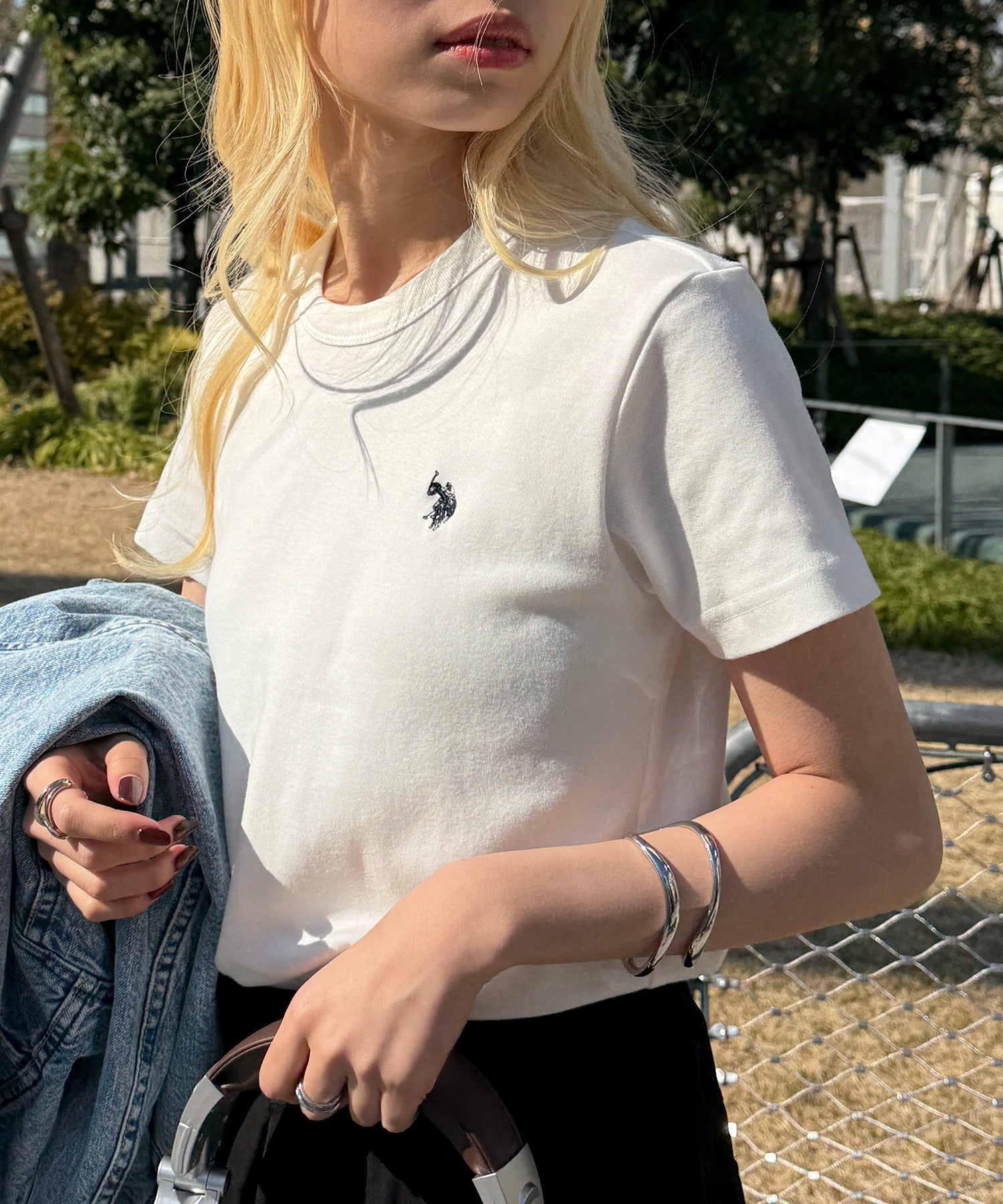 ユーエスポロアッスン U.S. POLO ASSN. ワンポイント刺繍 スムース半袖Tシャツ